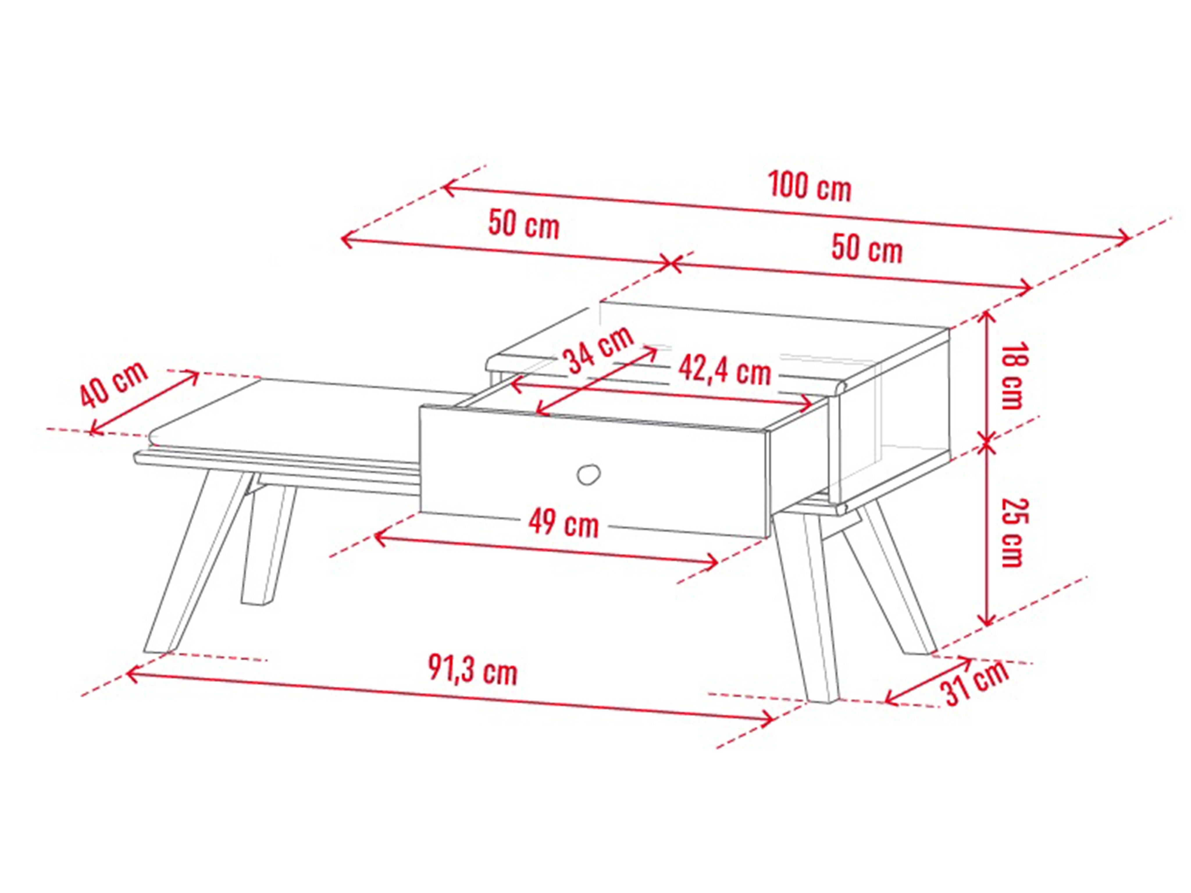Klupa Ruvruvi 117 (Bijela + Hrast)
