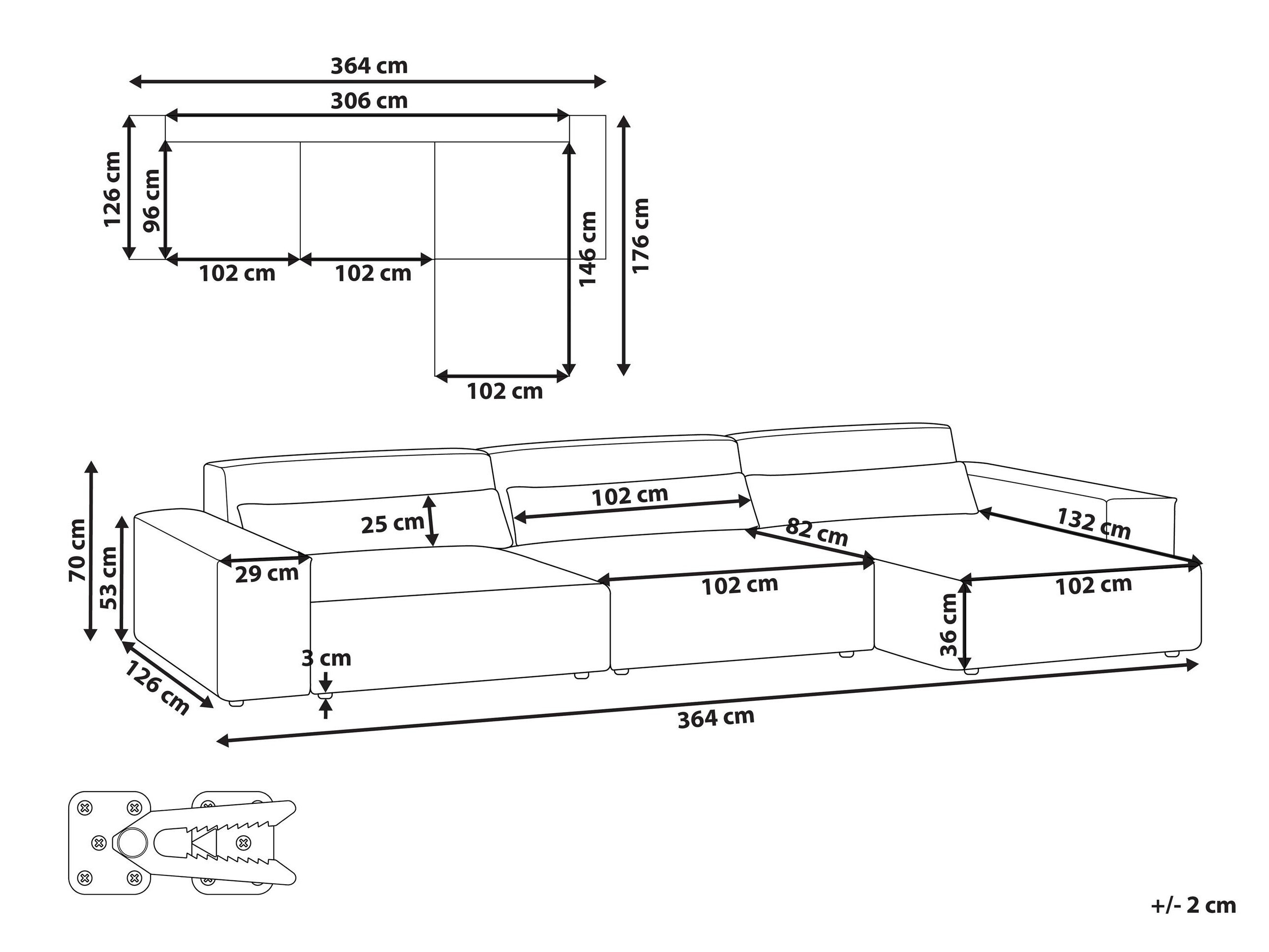 Modularna kutna garnitura Tivsora 104 (Svijetlo bež)