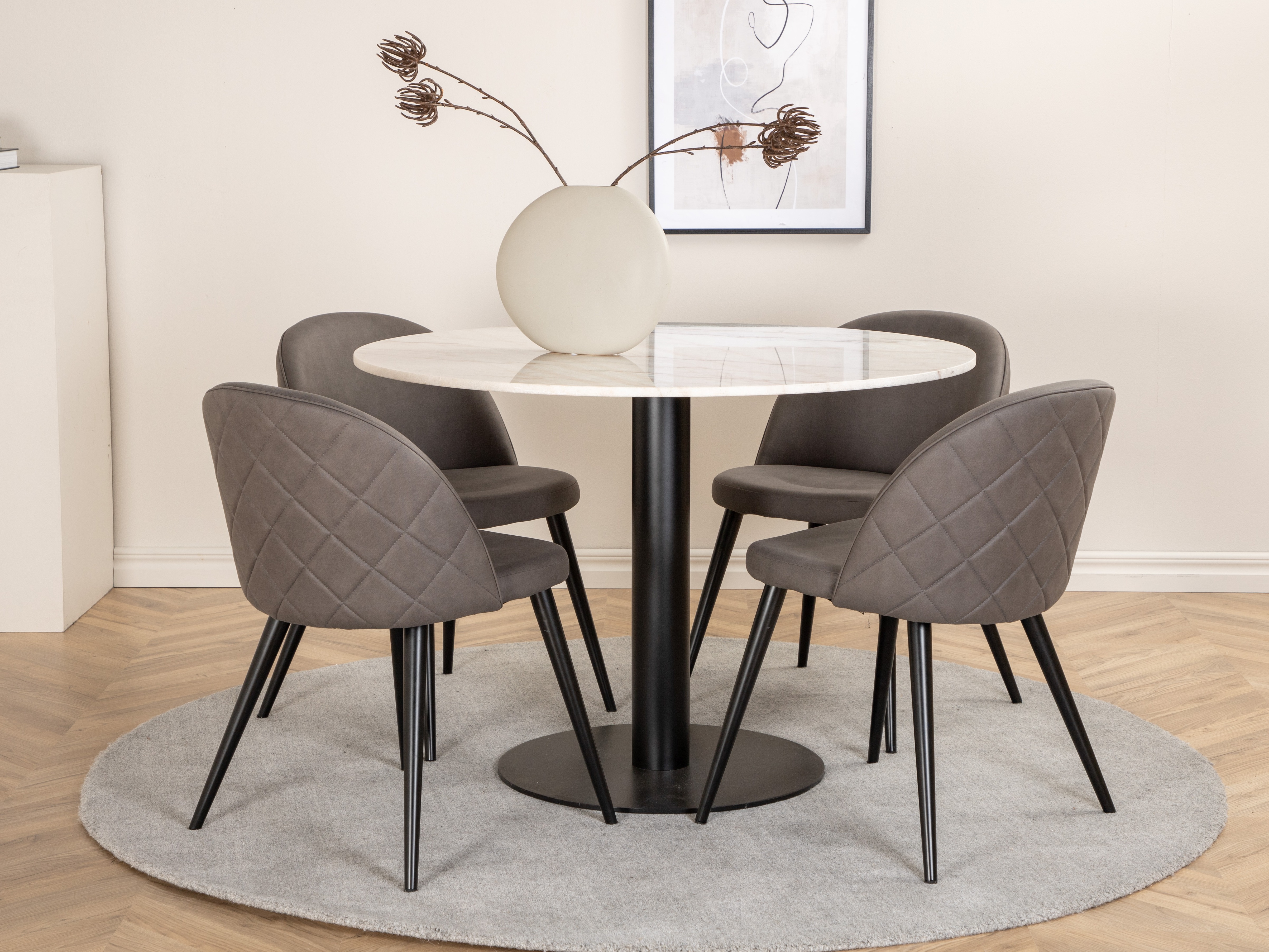 Stol Dallas 175 (Bijeli mramor + Crna)