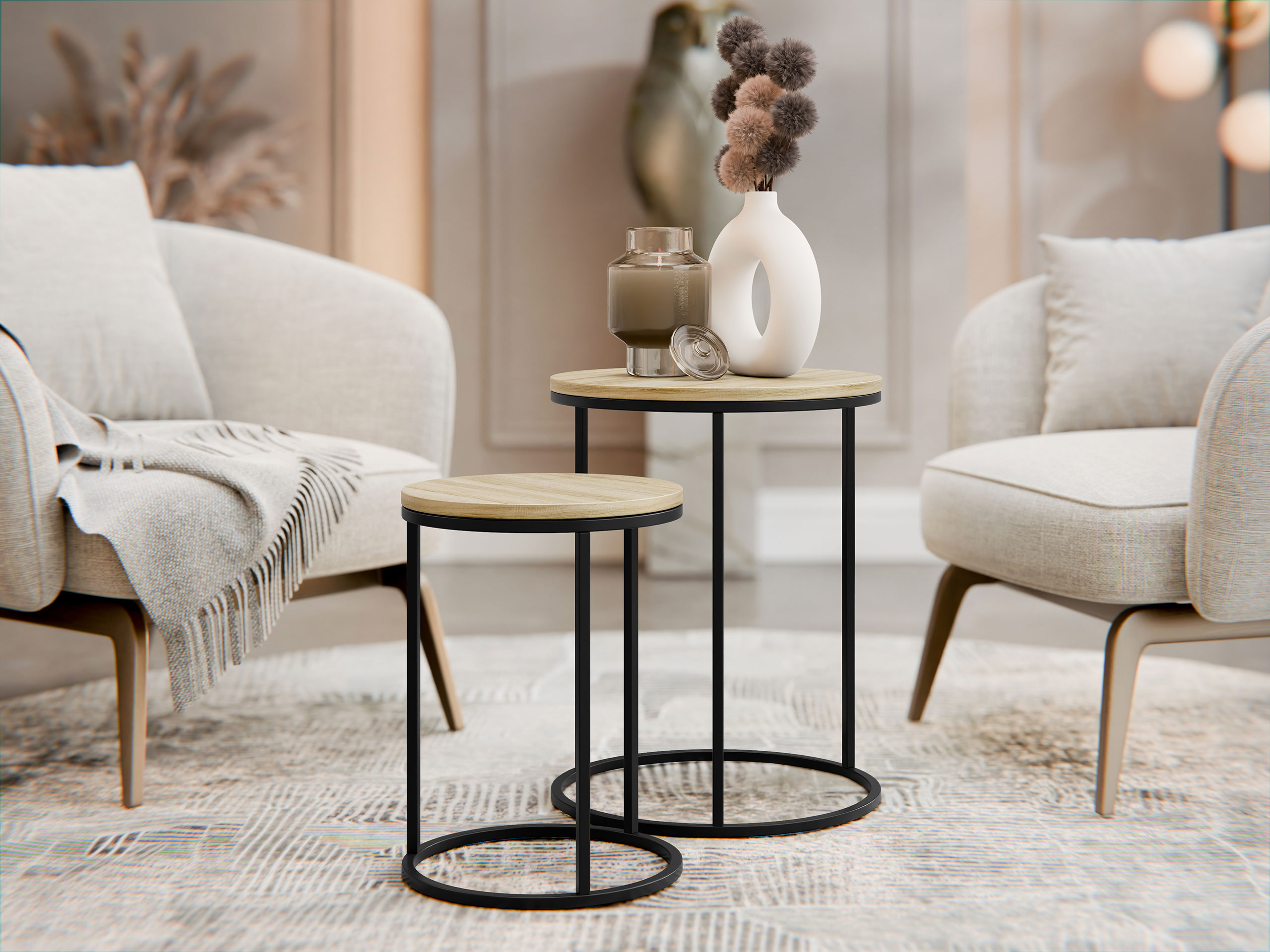 Set pomoćnih stolića Richardson 137 (Svijetlo drvo)