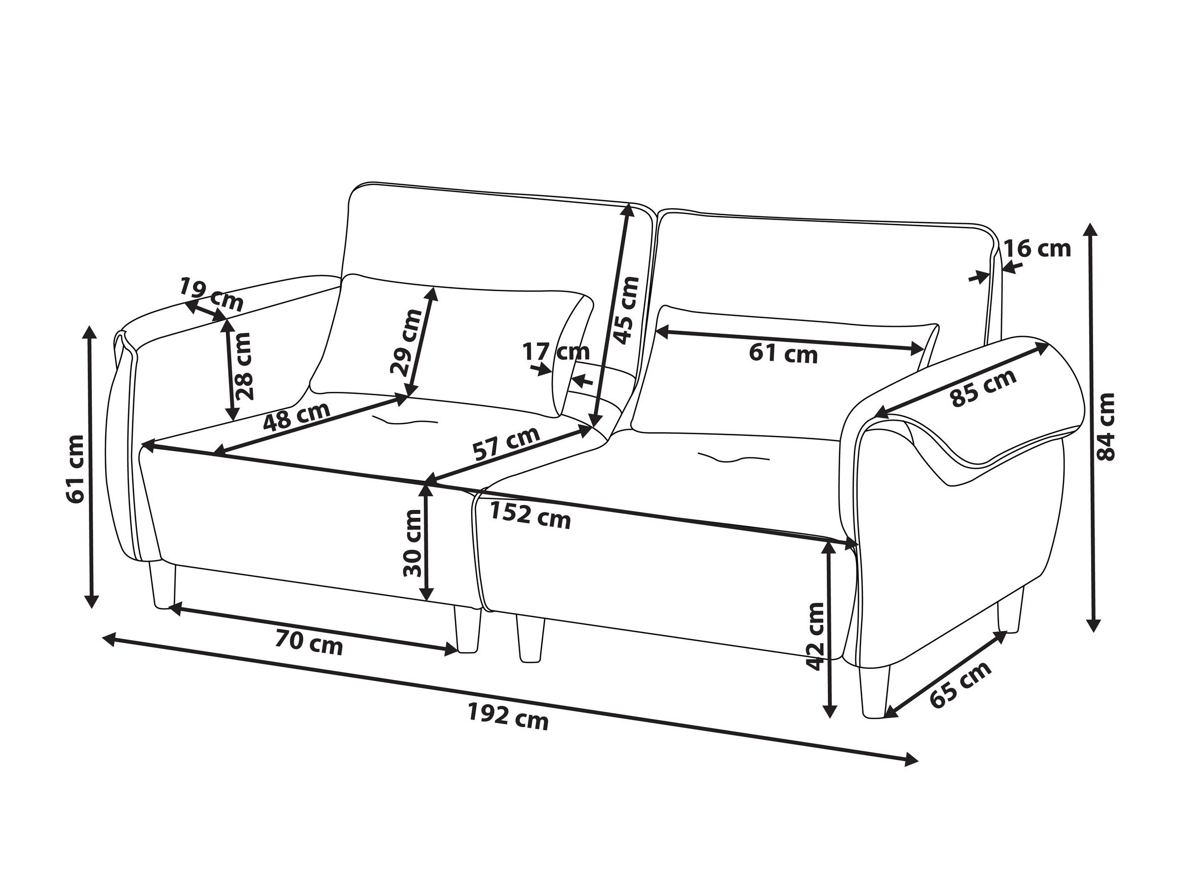 Kauč Berwyn 3169 (Tamno siva)