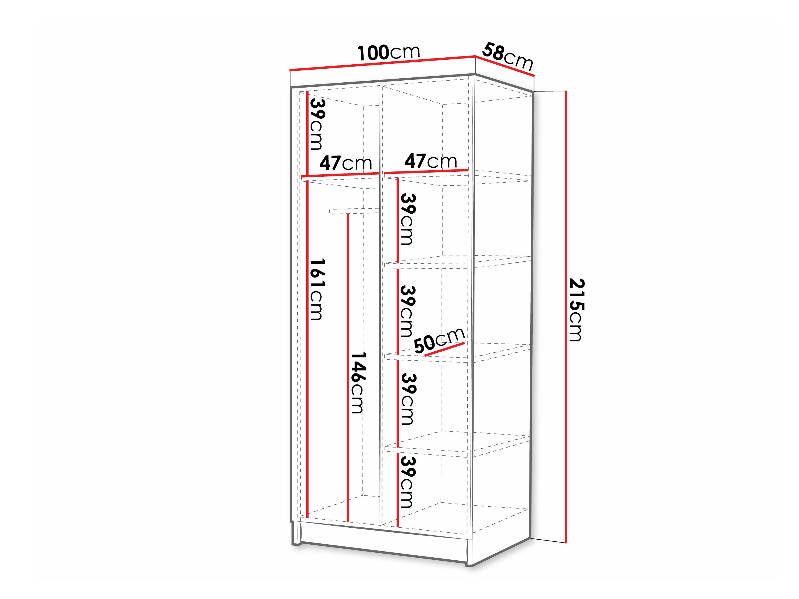 Ormar Closico 193 (Bijela + Crna)