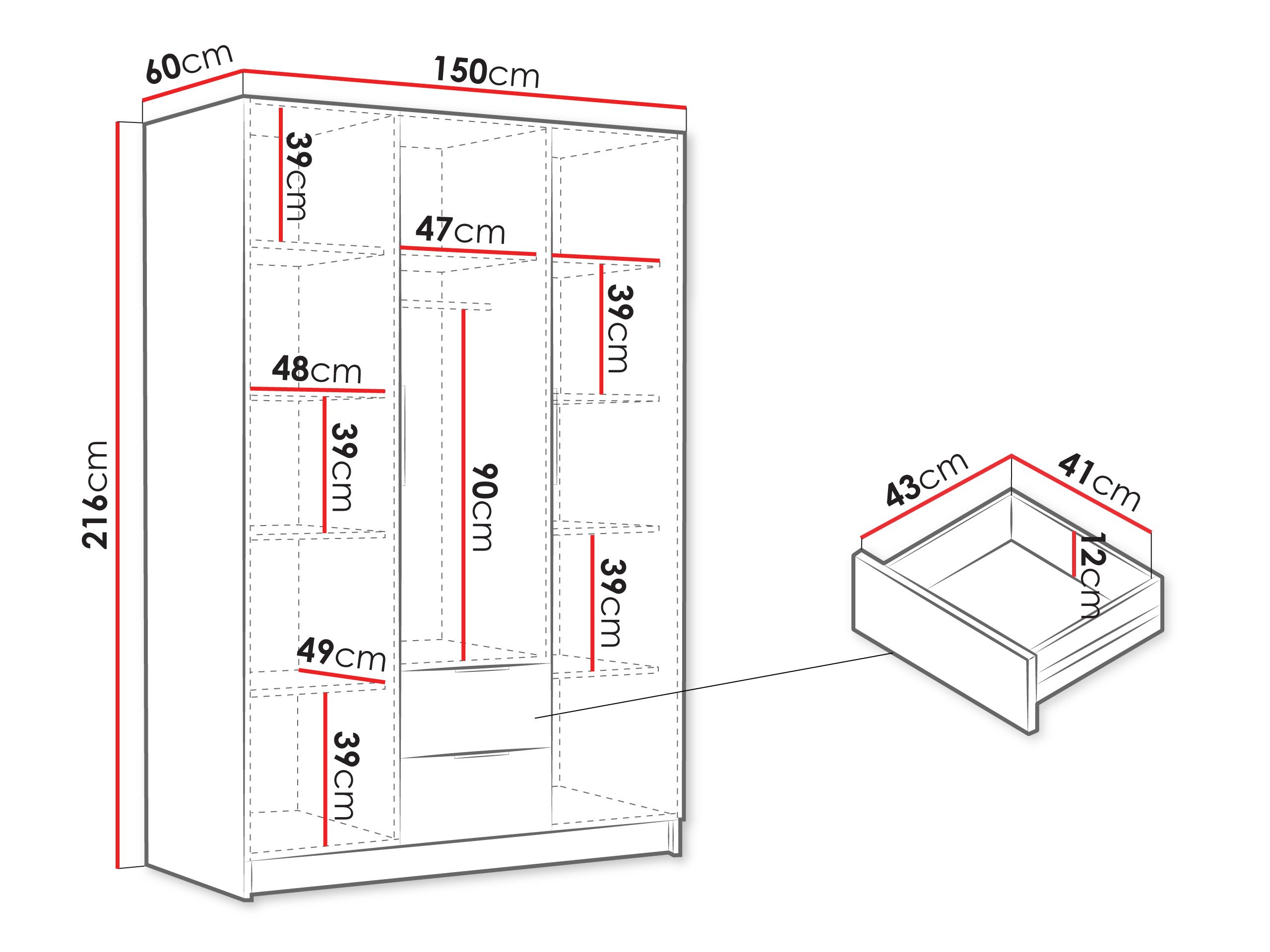 Ormar Closico Calvron I (Crna)