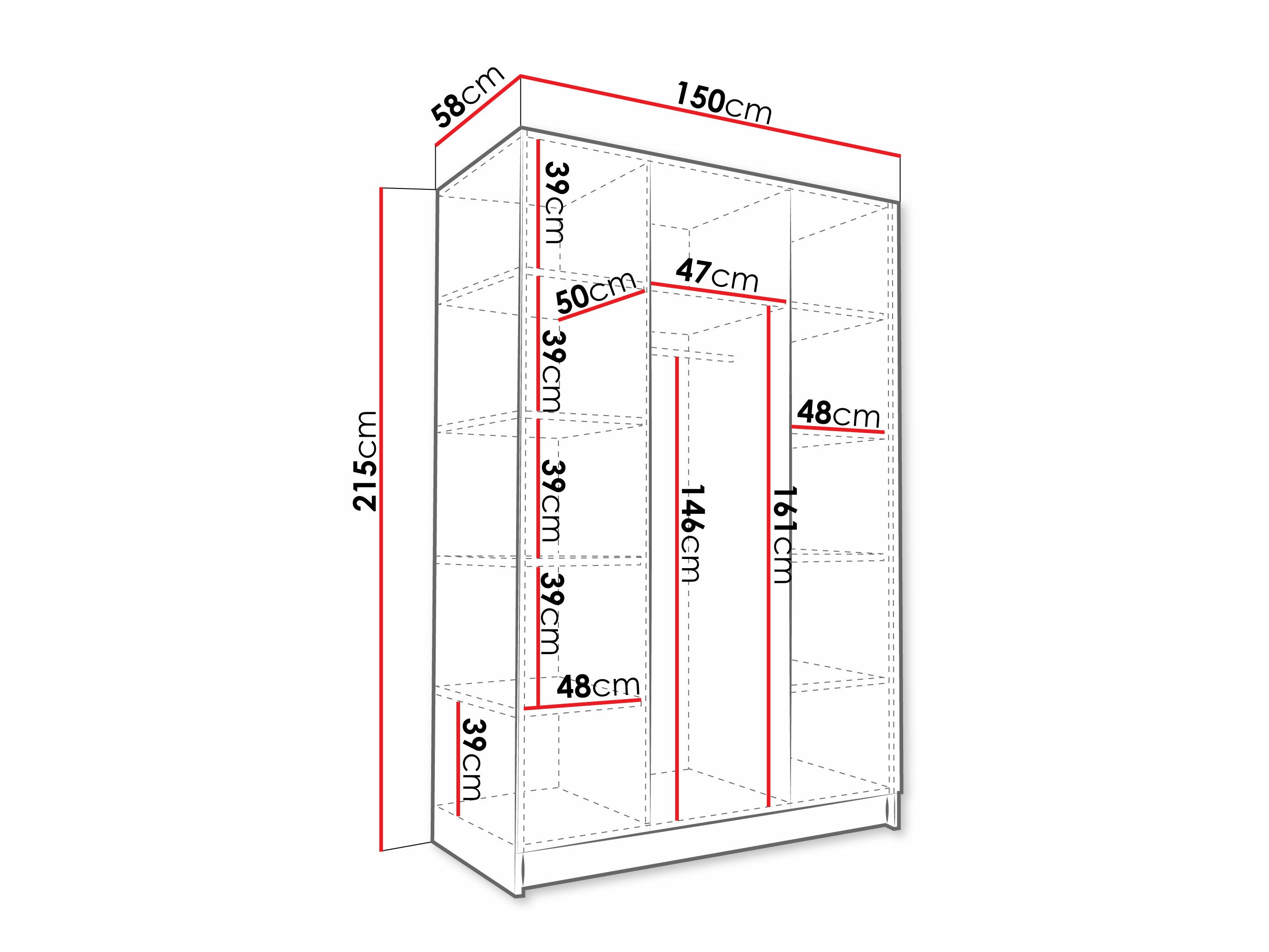 Ormar Closico Decoron III (Bijela + Crna)