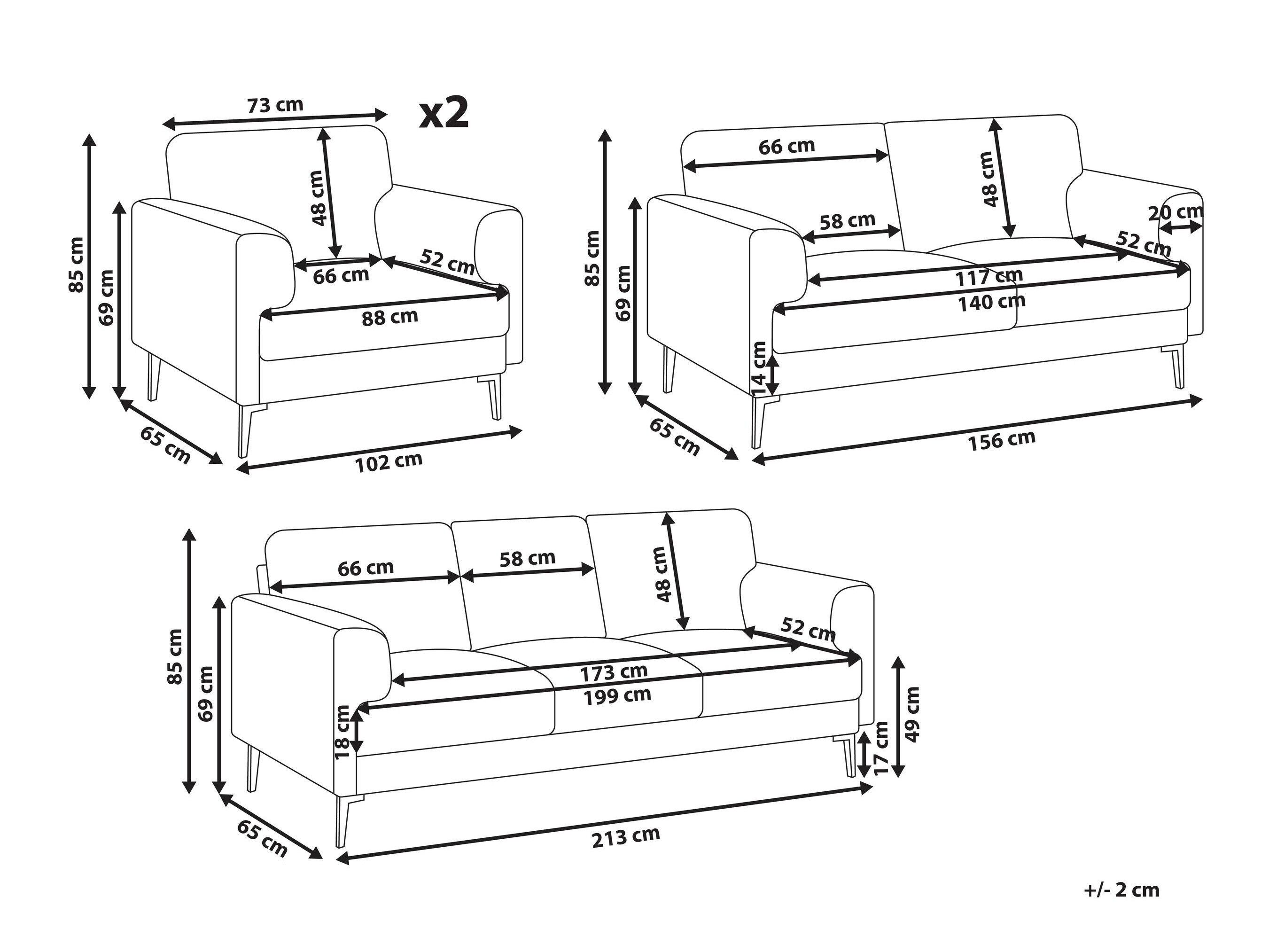 Tapecirani namještaj Catcavu 100 (Svijetlo bež)