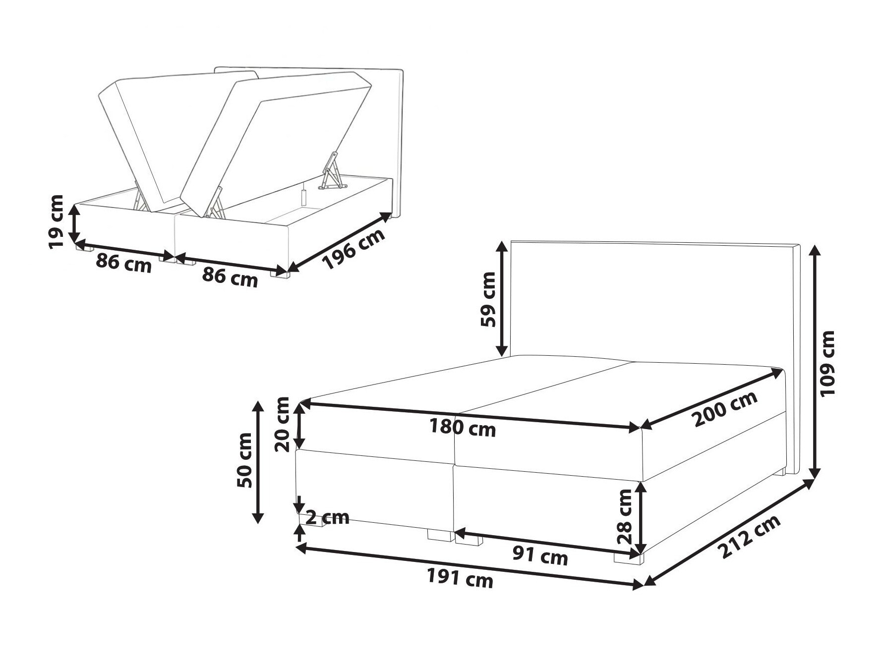 Boxspring krevet Berwyn 3174 (Svijetlo bež)