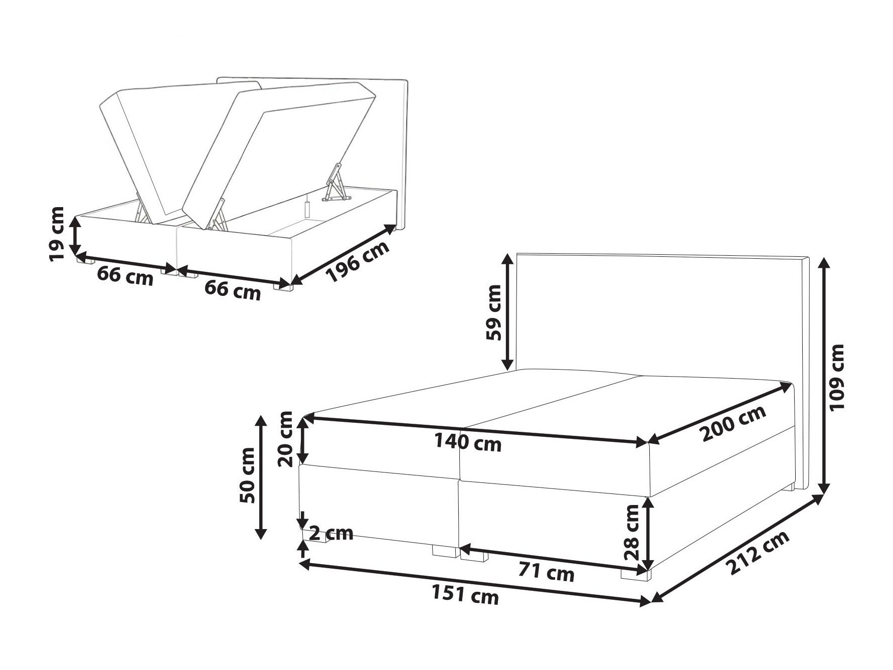 Boxspring krevet Berwyn 3174
