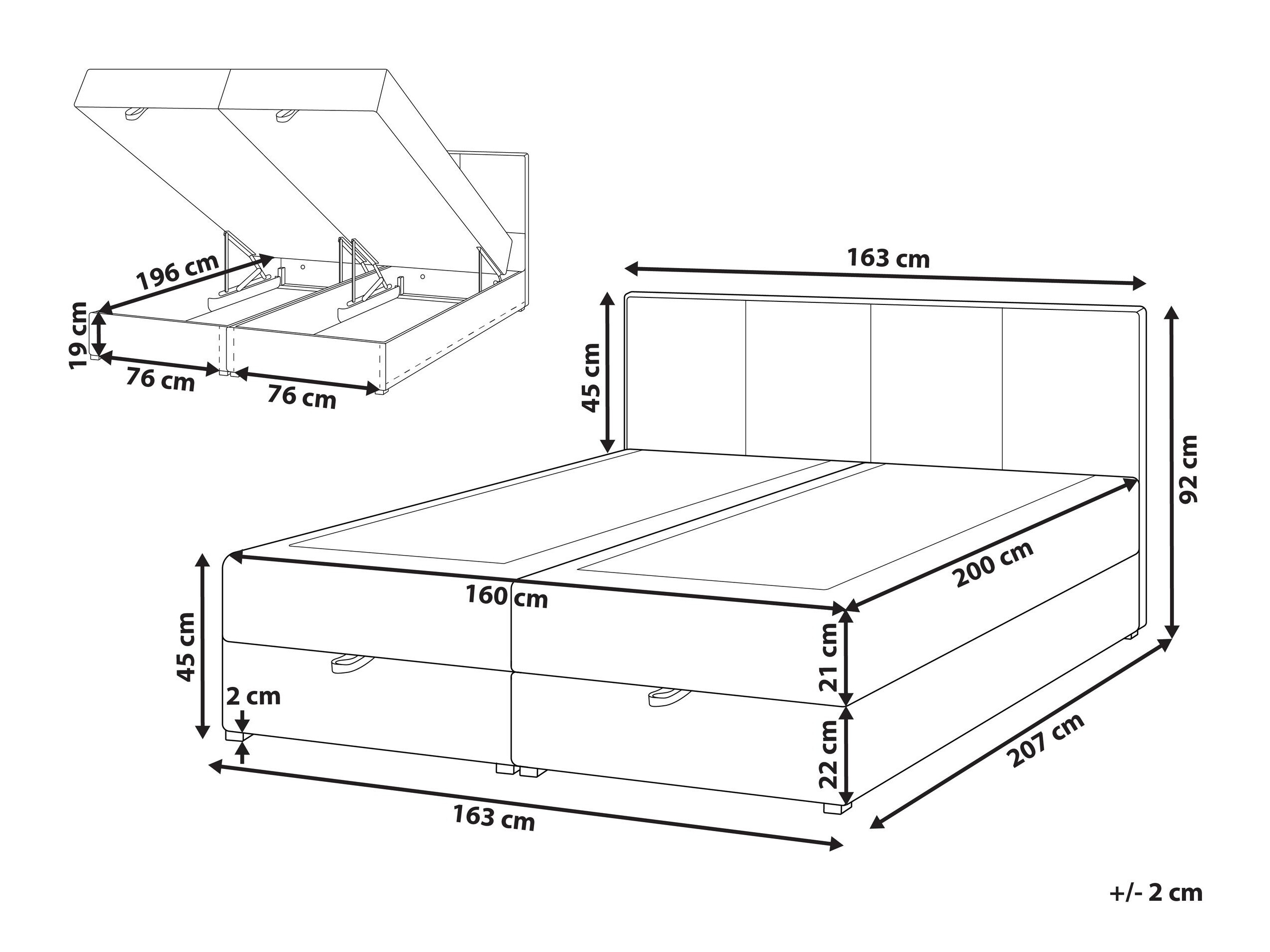 Boxspring krevet Berwyn 3191 (Bijela)