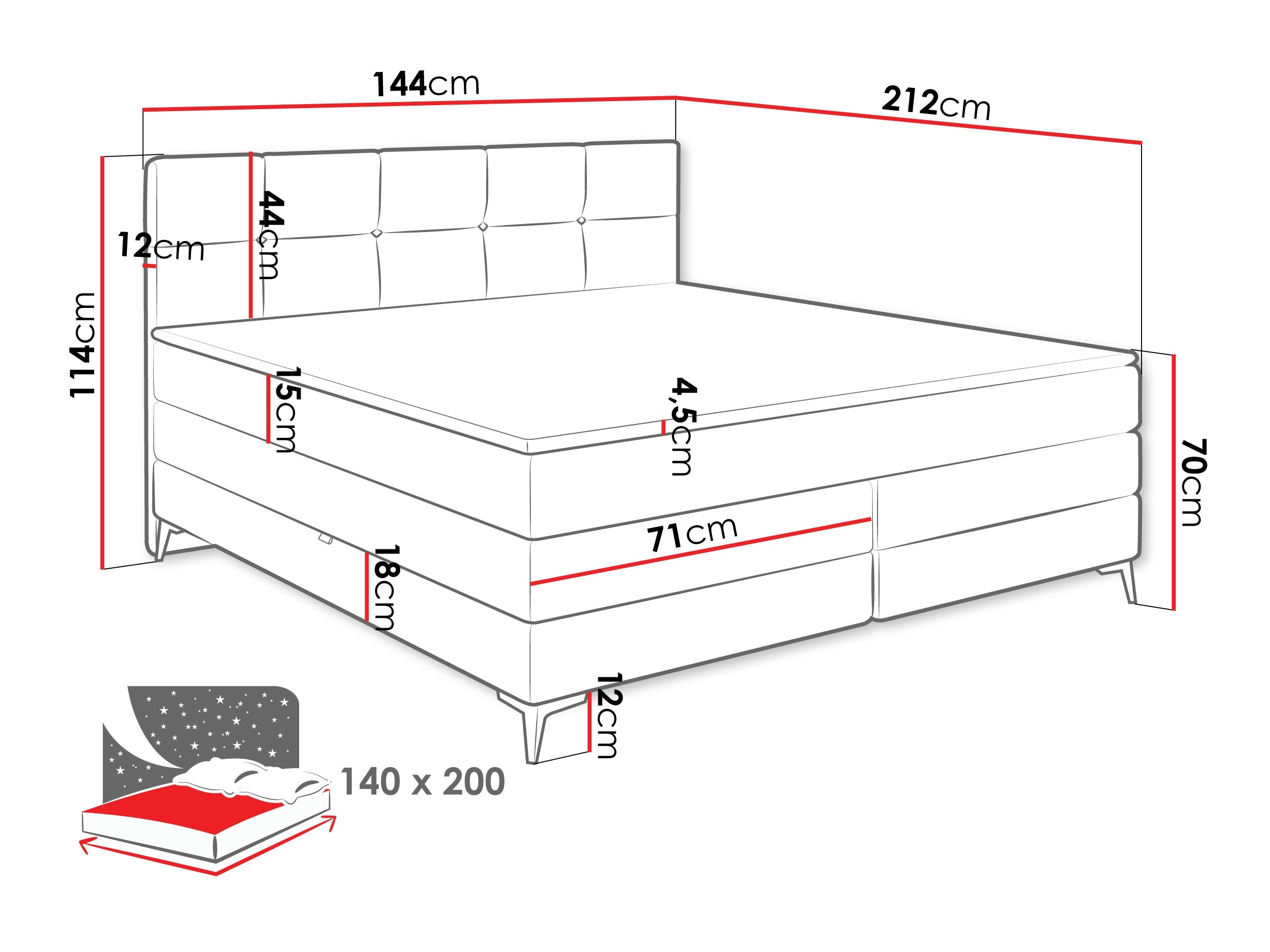 Boxspring krevet Reston 100