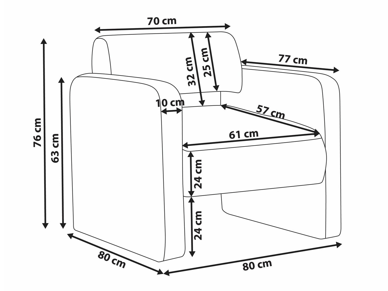 Fotelja Berwyn 3189 (Bijela)