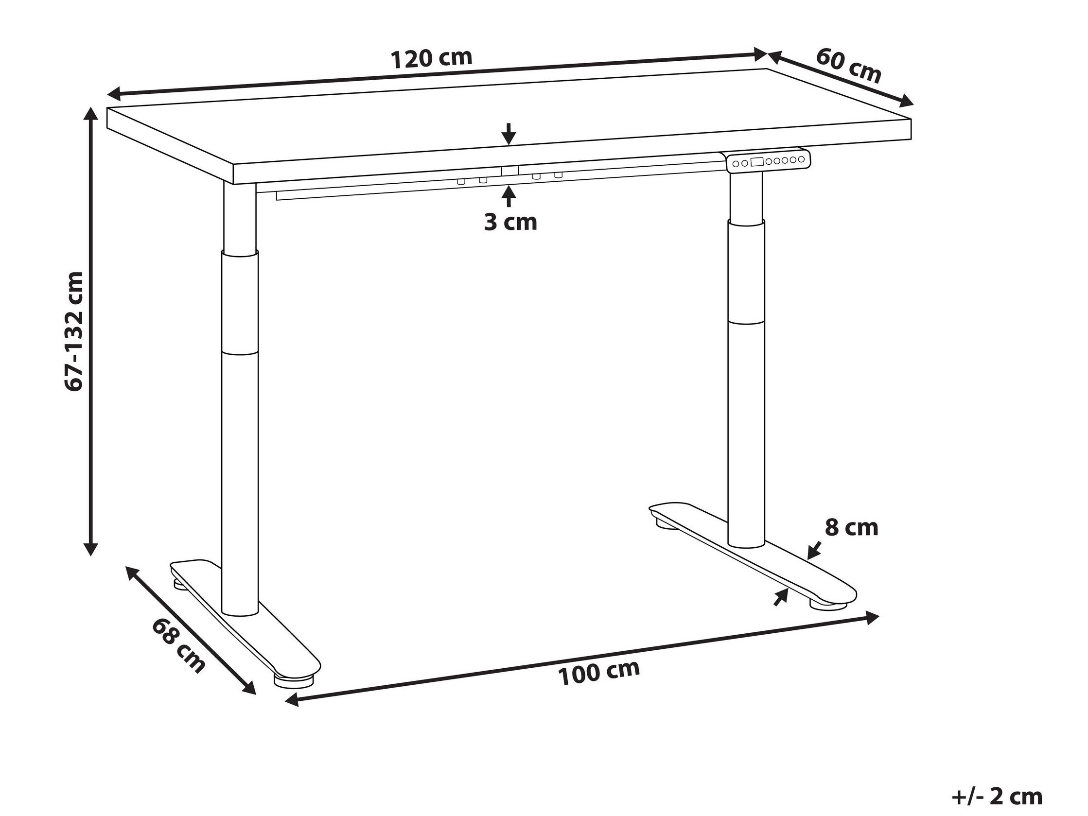 Radni stol podesiv po visini Berwyn 3190 (Svijetlo smeđa)