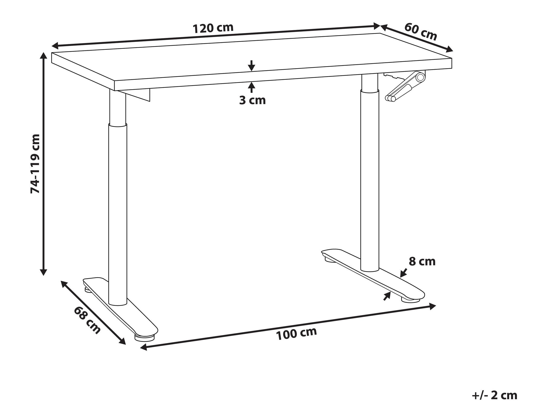 Radni stol podesiv po visini Berwyn 3192 (Svijetlo smeđa)