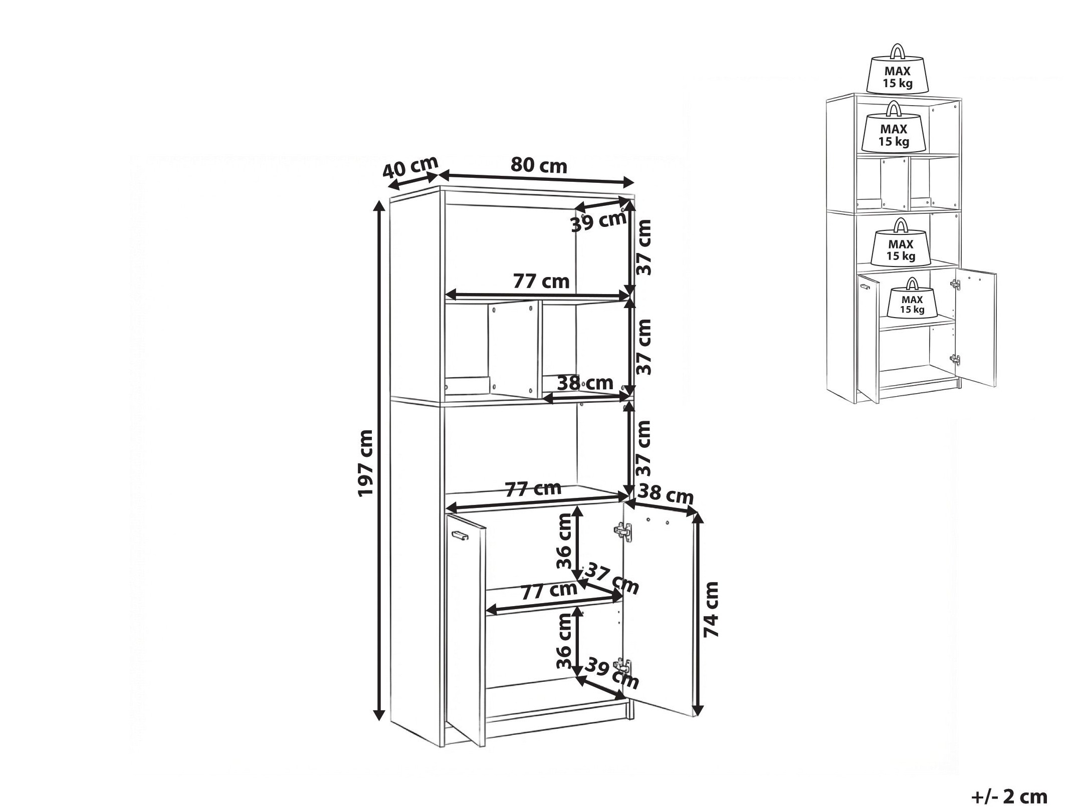 Polica Catferu 106 (Crna + Svijetlo smeđa)
