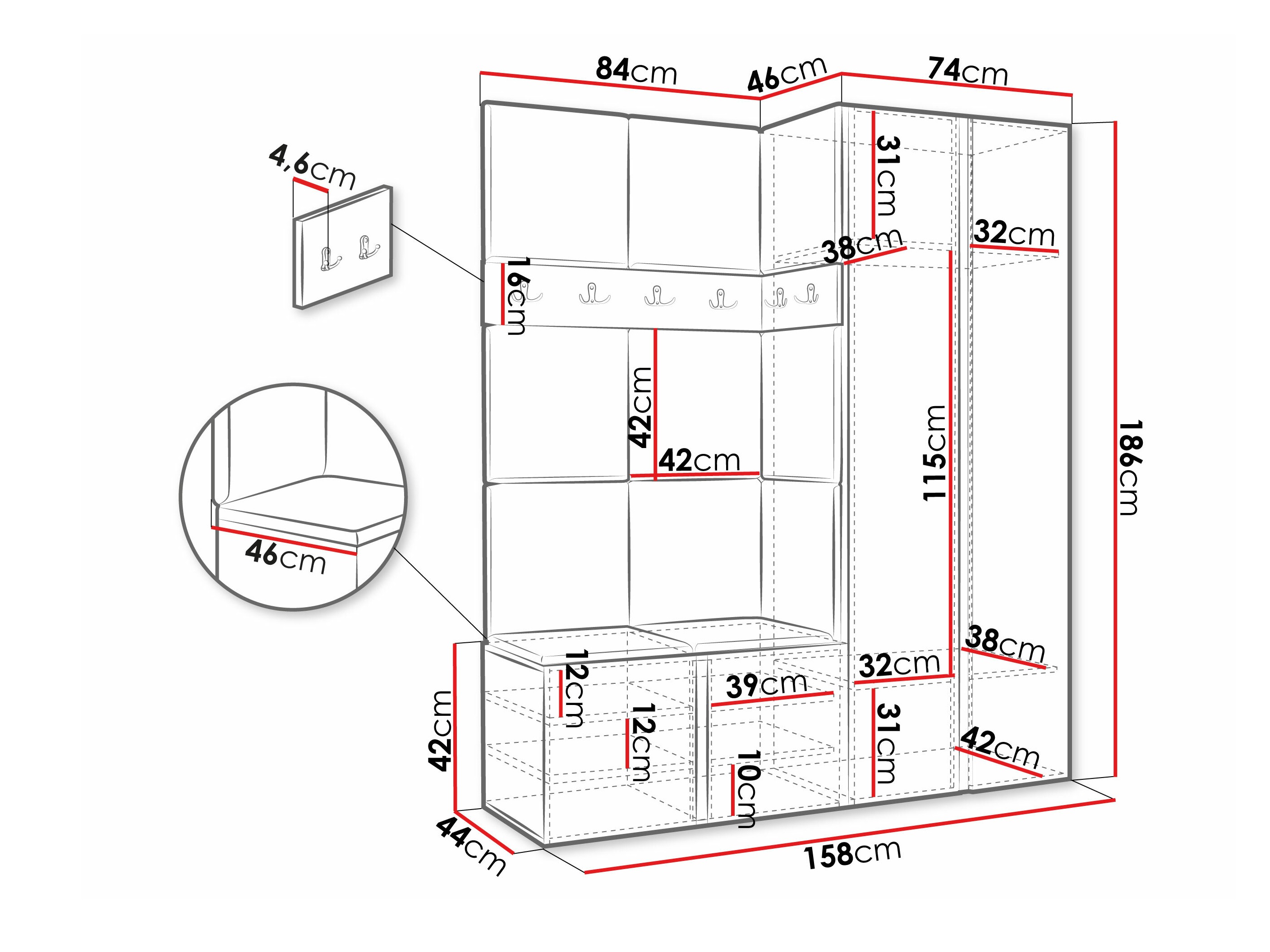 Set za hodnik Pinis III (Grafit)