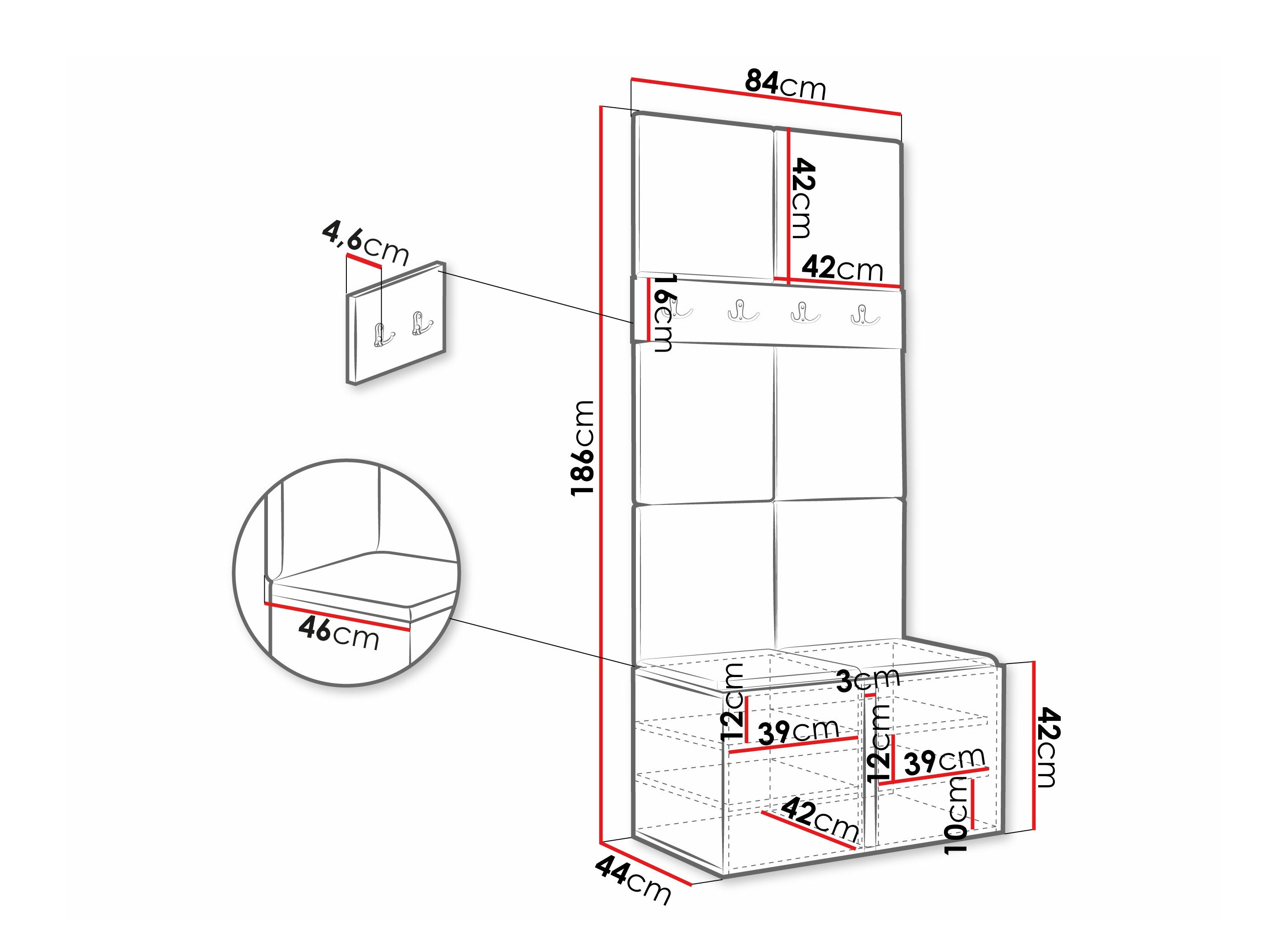 Set za hodnik Pinis IV (Bijela)
