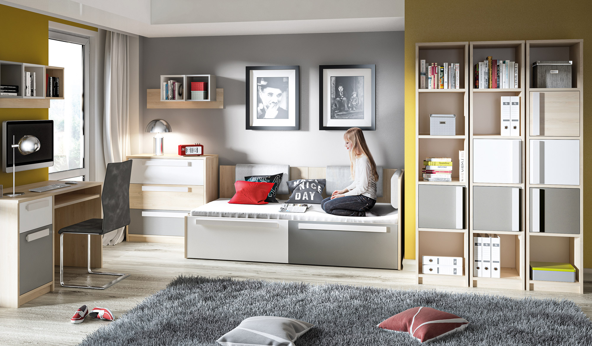 Zidna polica Tivruve 112 (Siva)