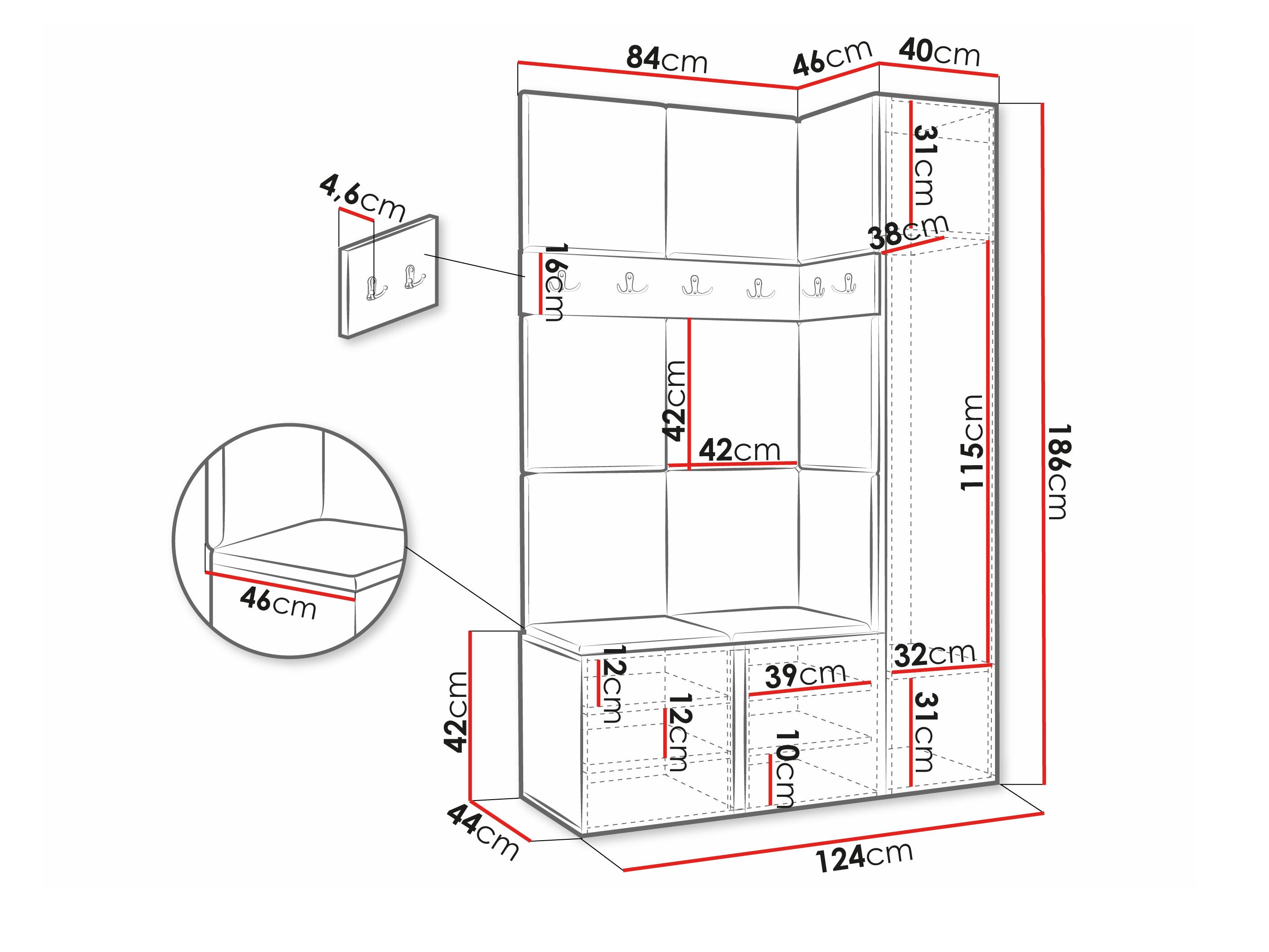 Set za hodnik Hartford 471 (Bijela)