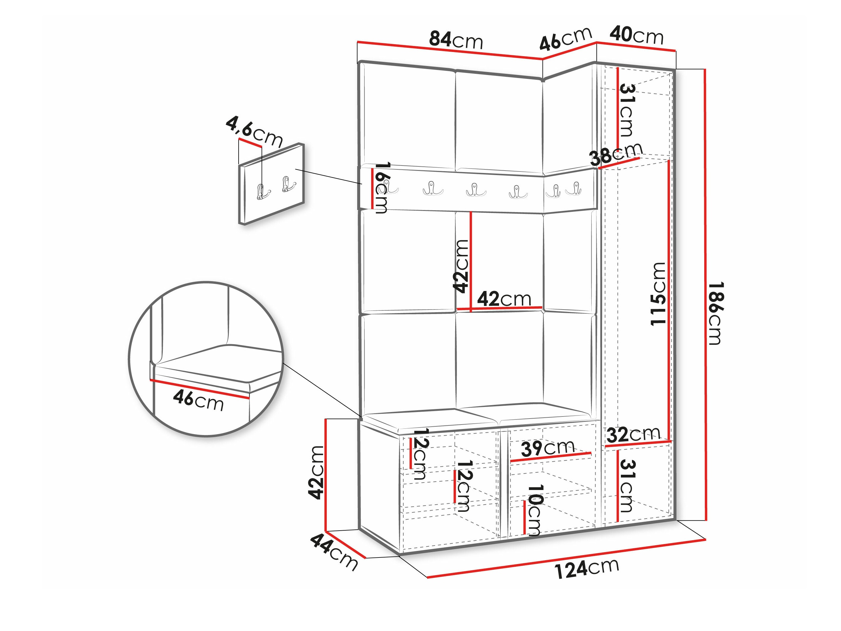 Set za hodnik Pinis IX (Grafit)