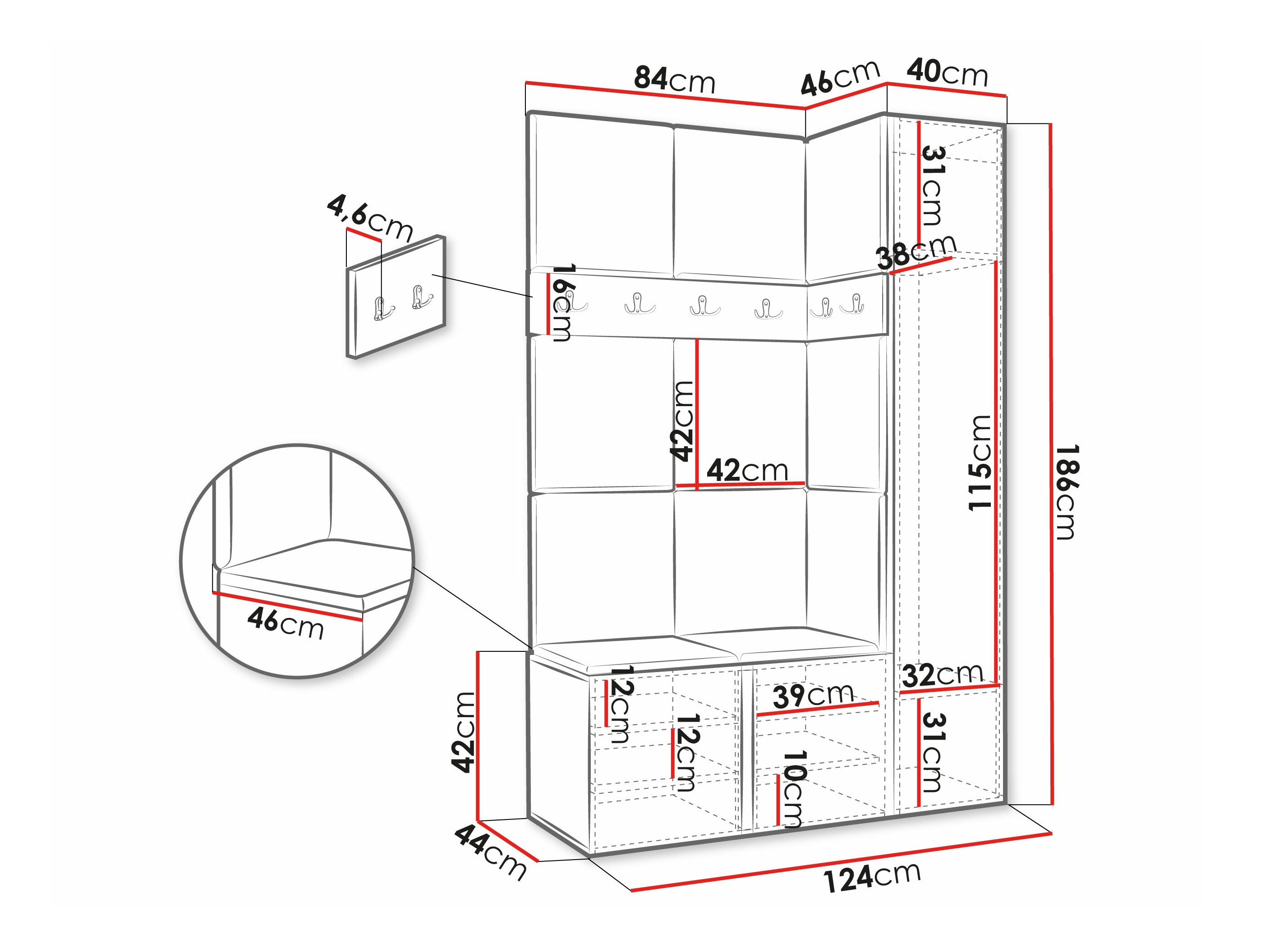 Set za hodnik Pinis IX (Hrast Artisan)