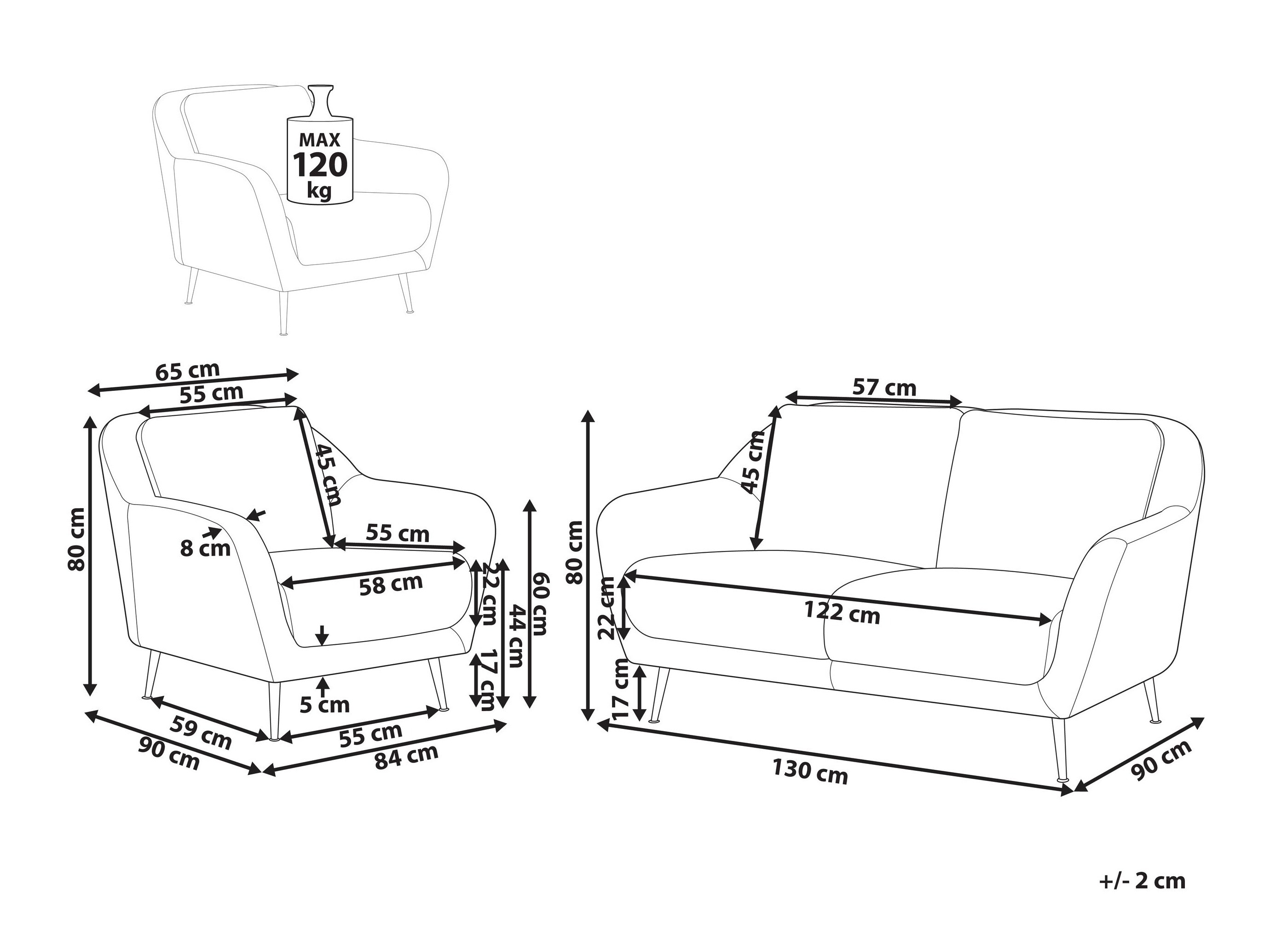 Tapecirani namještaj Berwyn 3213 (Crna)