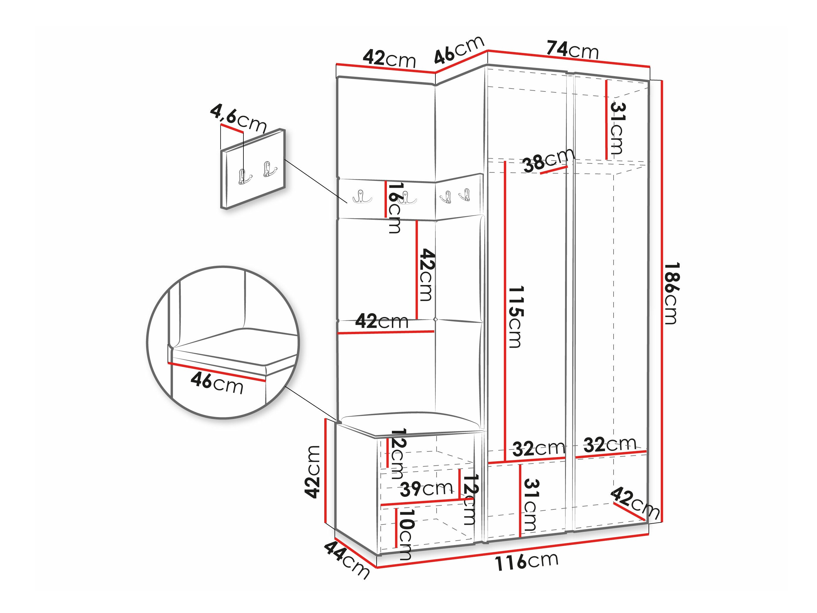 Set za hodnik Pinis XXVI (Bijela)