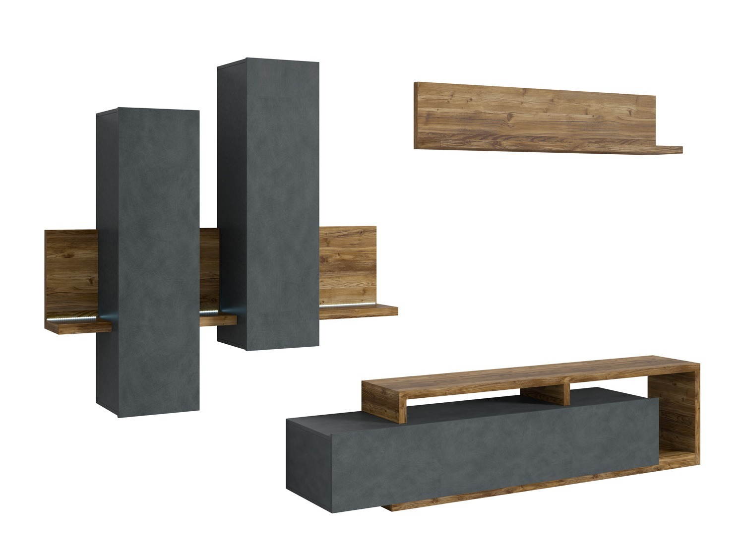 Set za dnevni boravak Lutiva 100 (Siva Matera + Tamna smreka)