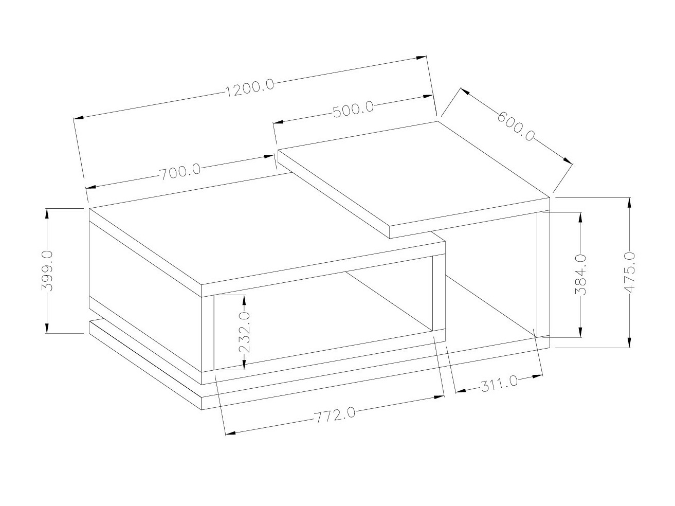 Stolić za kavu Lutiva 104 (Bijela + Boja betona)
