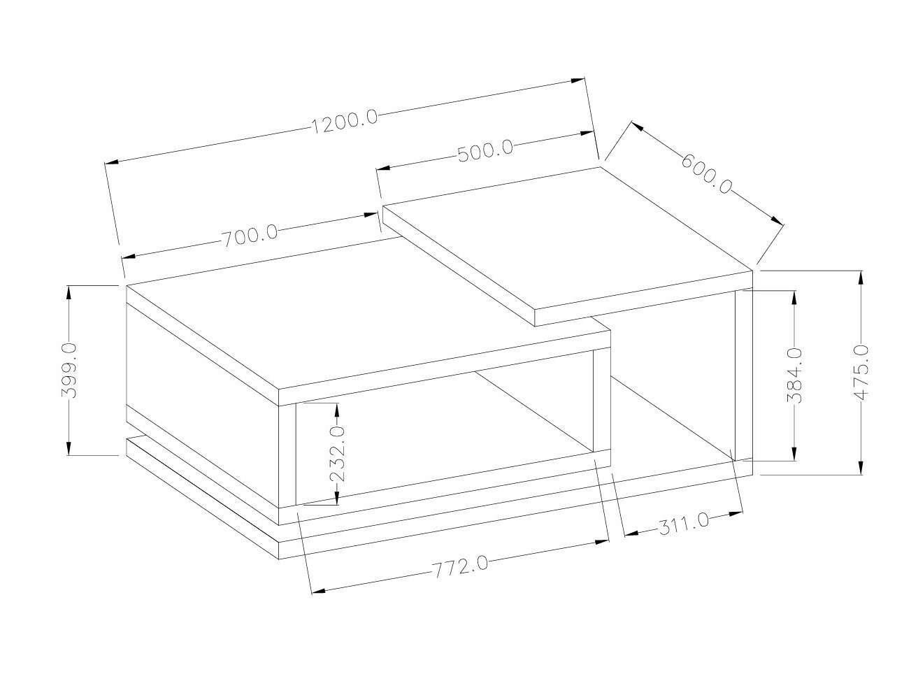 Stolić za kavu Lutiva 104 (Siva Matera + Tamna smreka)