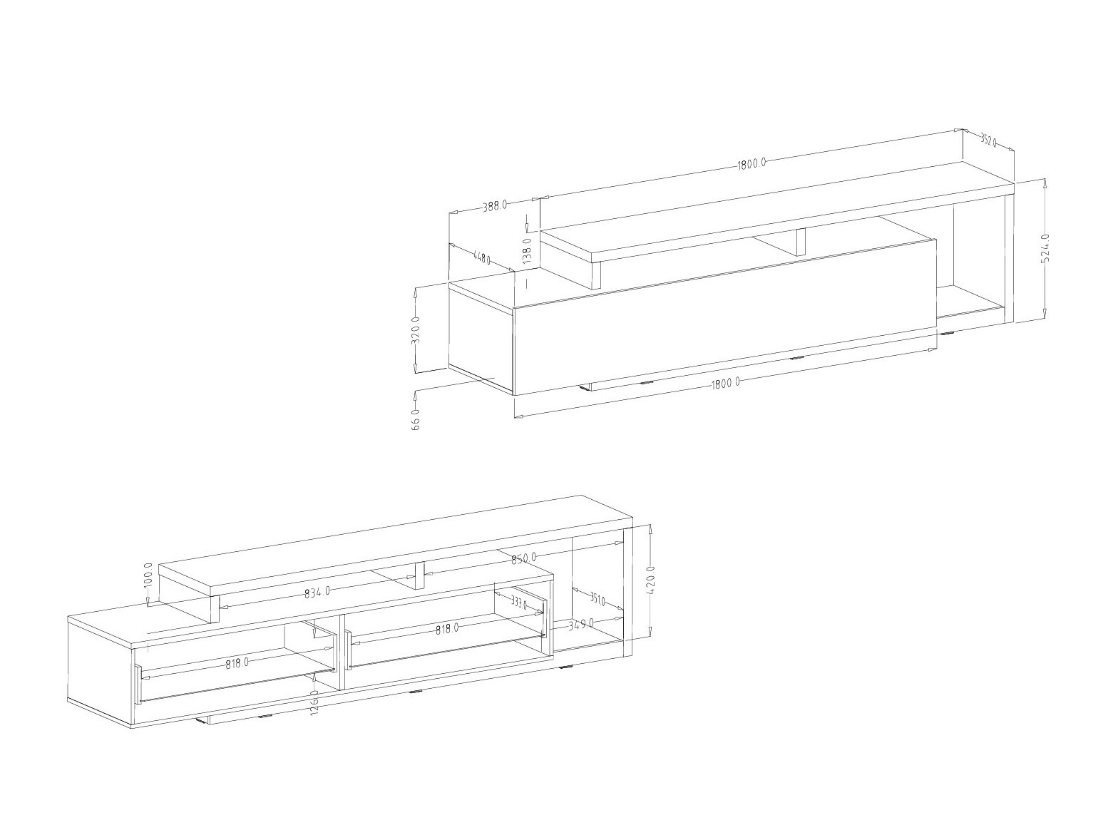 TV stol Lutiva 103 (Antracit + Ribbec hrast)