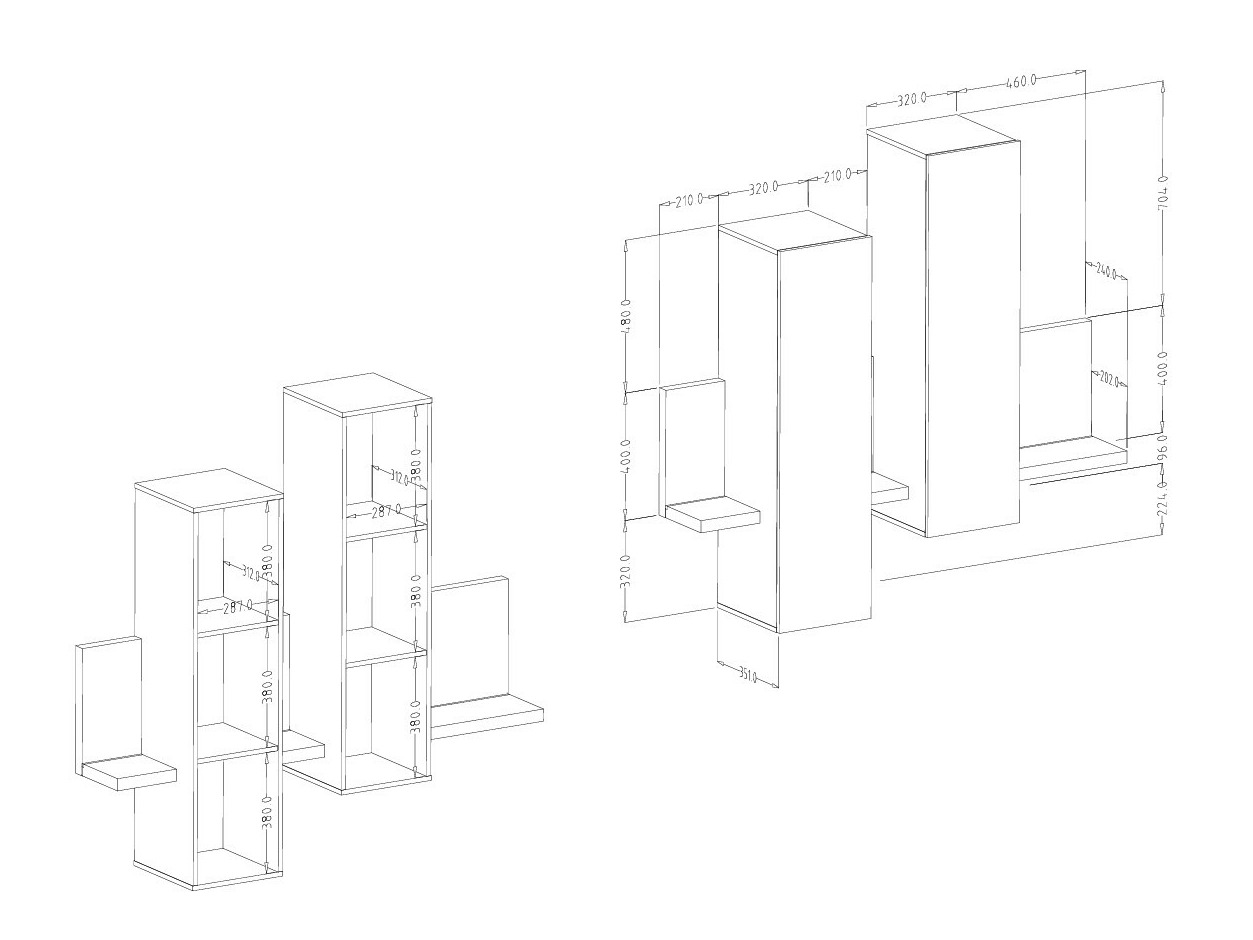 Zidni ormarić Lutiva 101 (Antracit + Ribbec hrast)