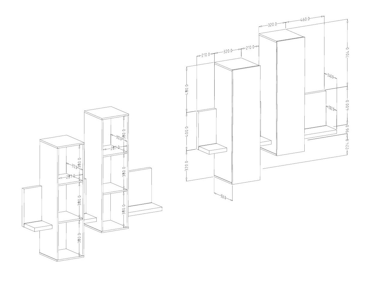 Zidni ormarić Lutiva 101 (Siva Matera + Tamna smreka)