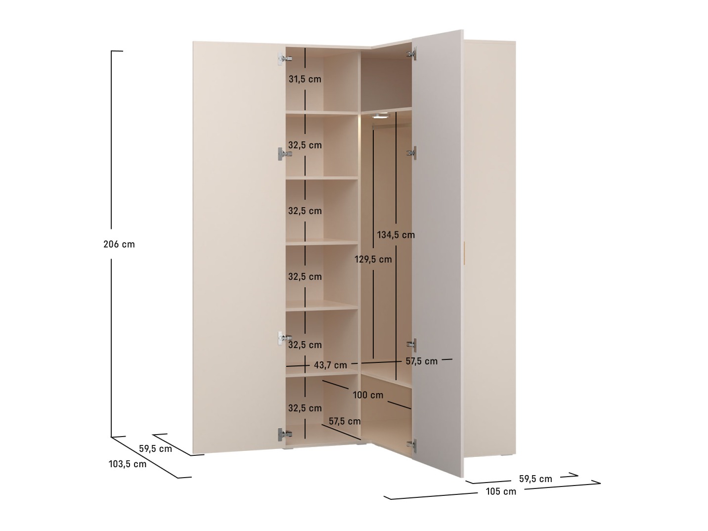 Kutni ormar Veldalo 107 (Svijetli hrast)