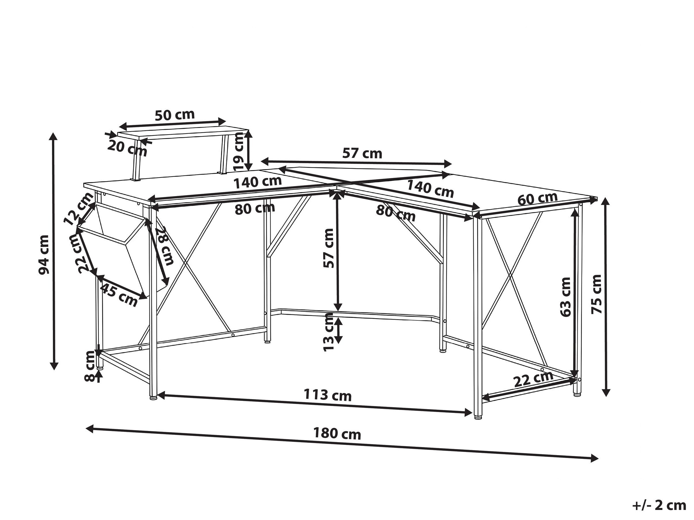 Kutni uredski stol Berwyn 3218 (Crna)