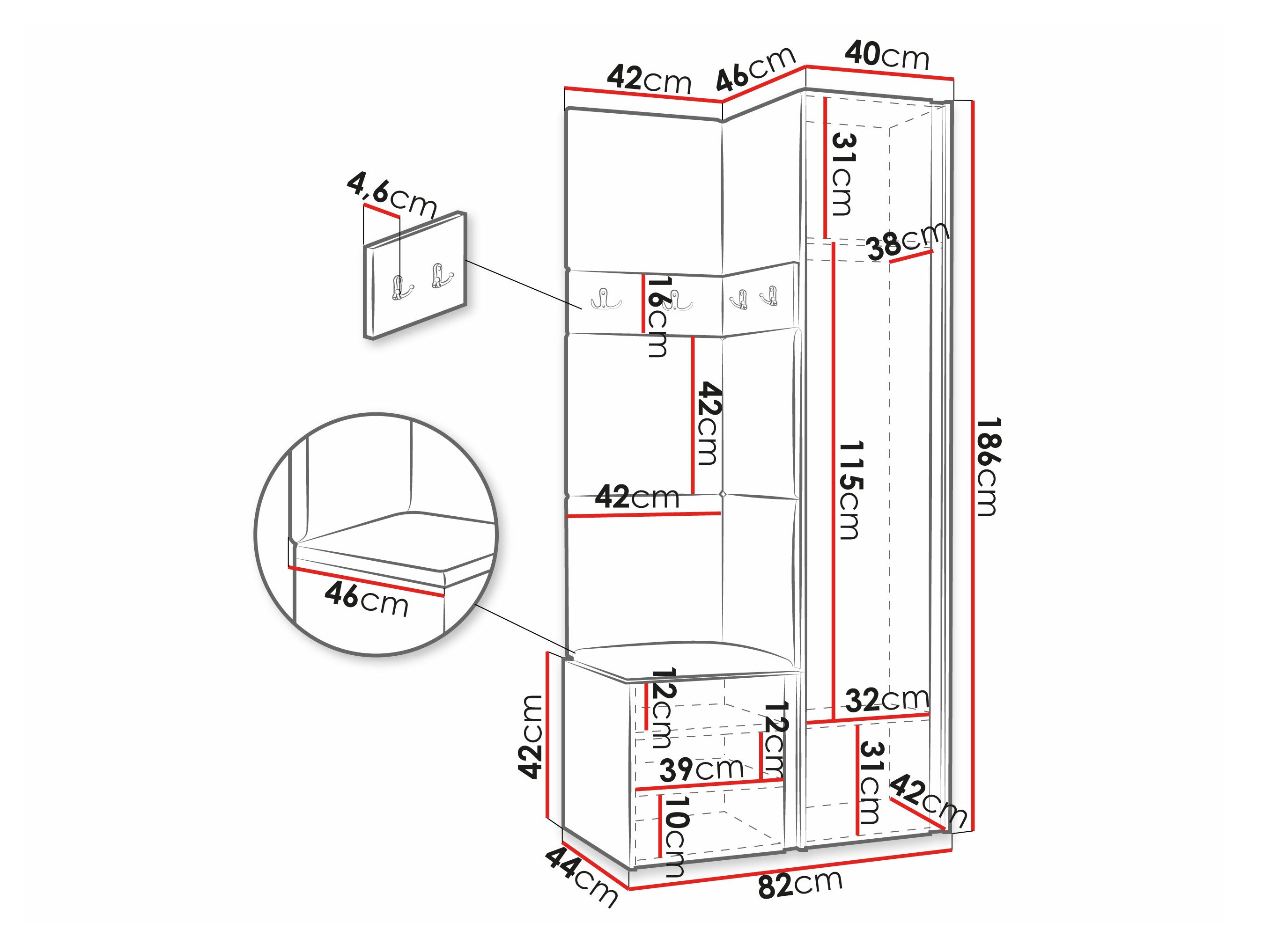Set za hodnik Pinis XXV (Bijela)