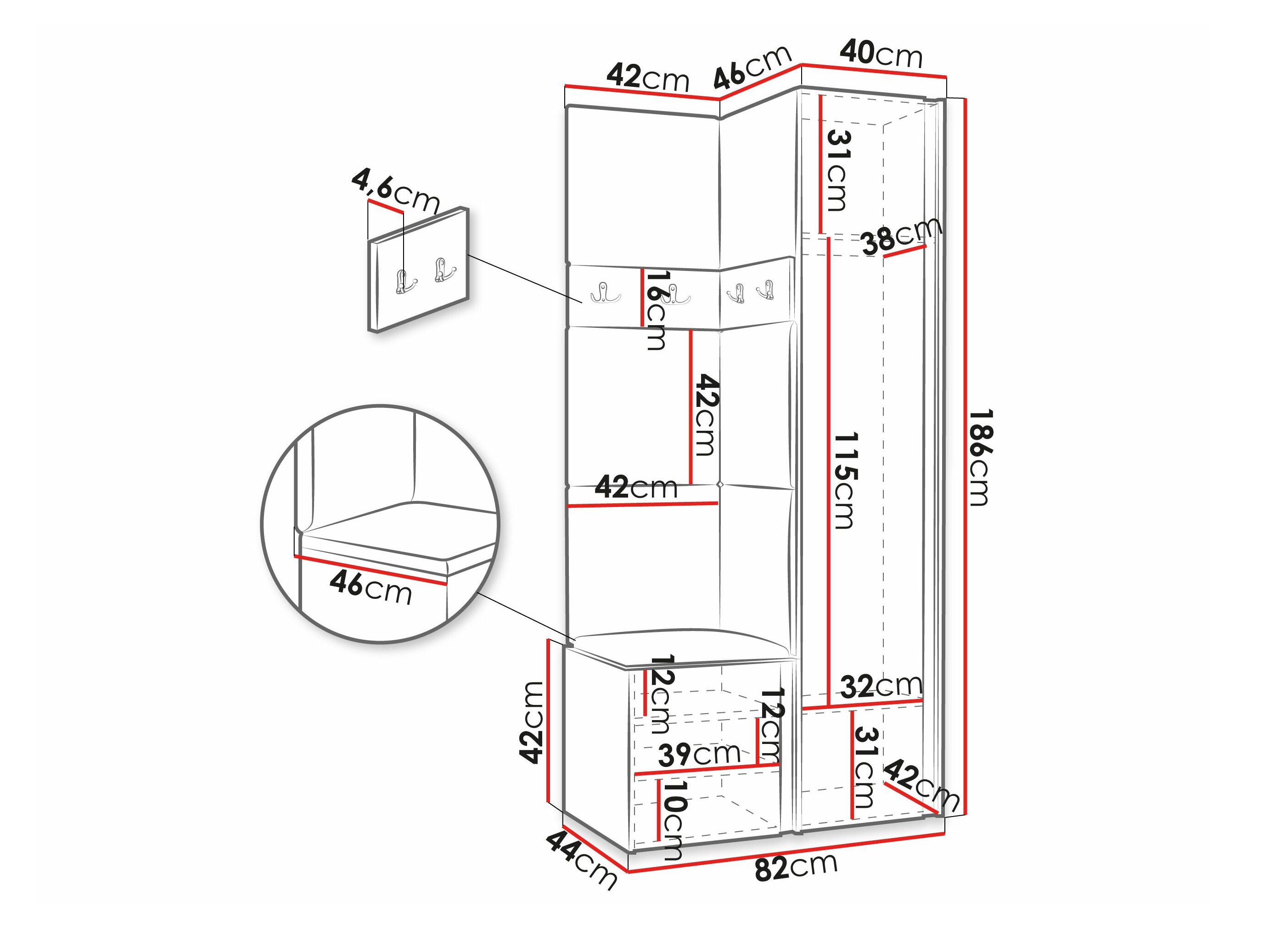 Set za hodnik Pinis XXV (Bijela)