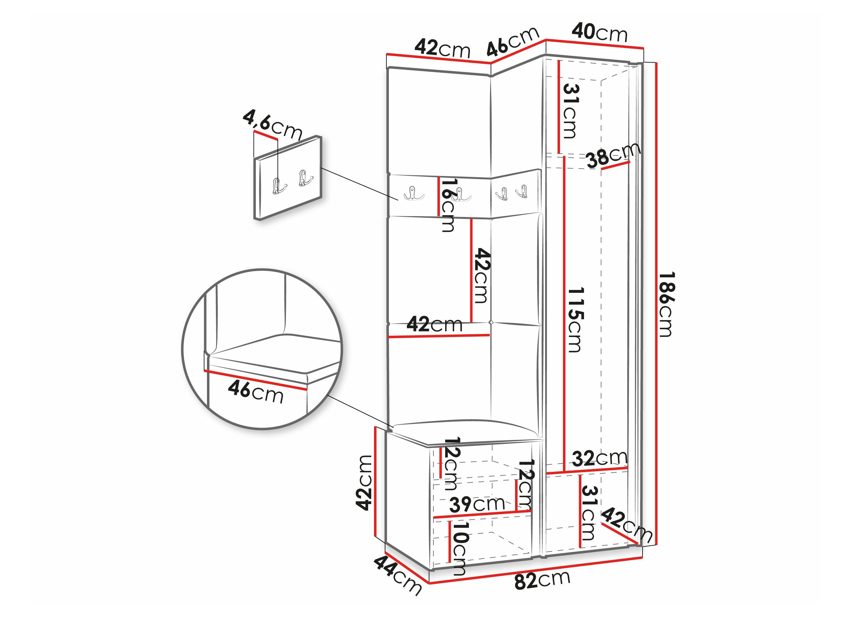 Set za hodnik Pinis XXV (Bijela)