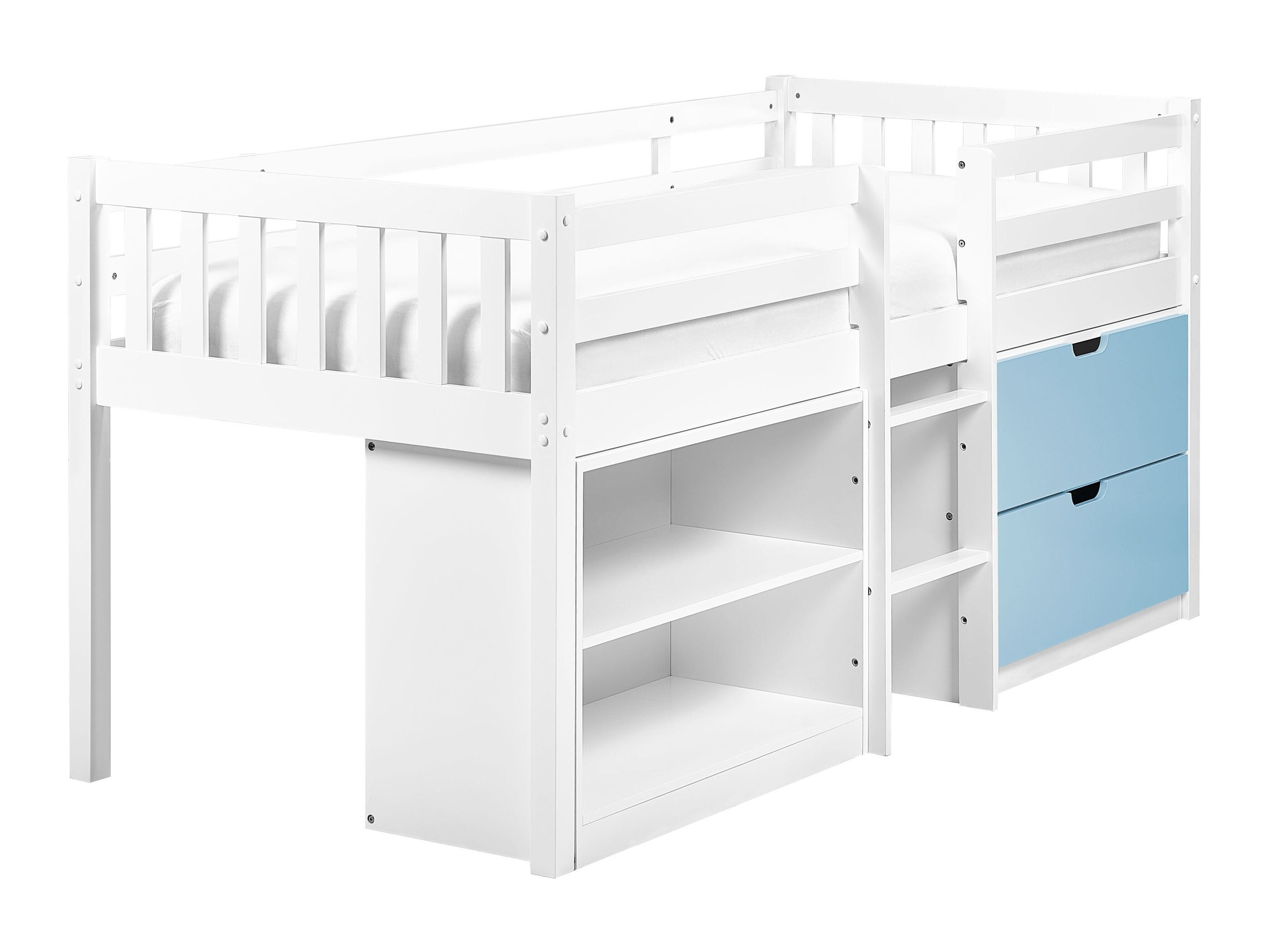 Krevet na platformi Berwyn 2199 (Bijela + Plava)