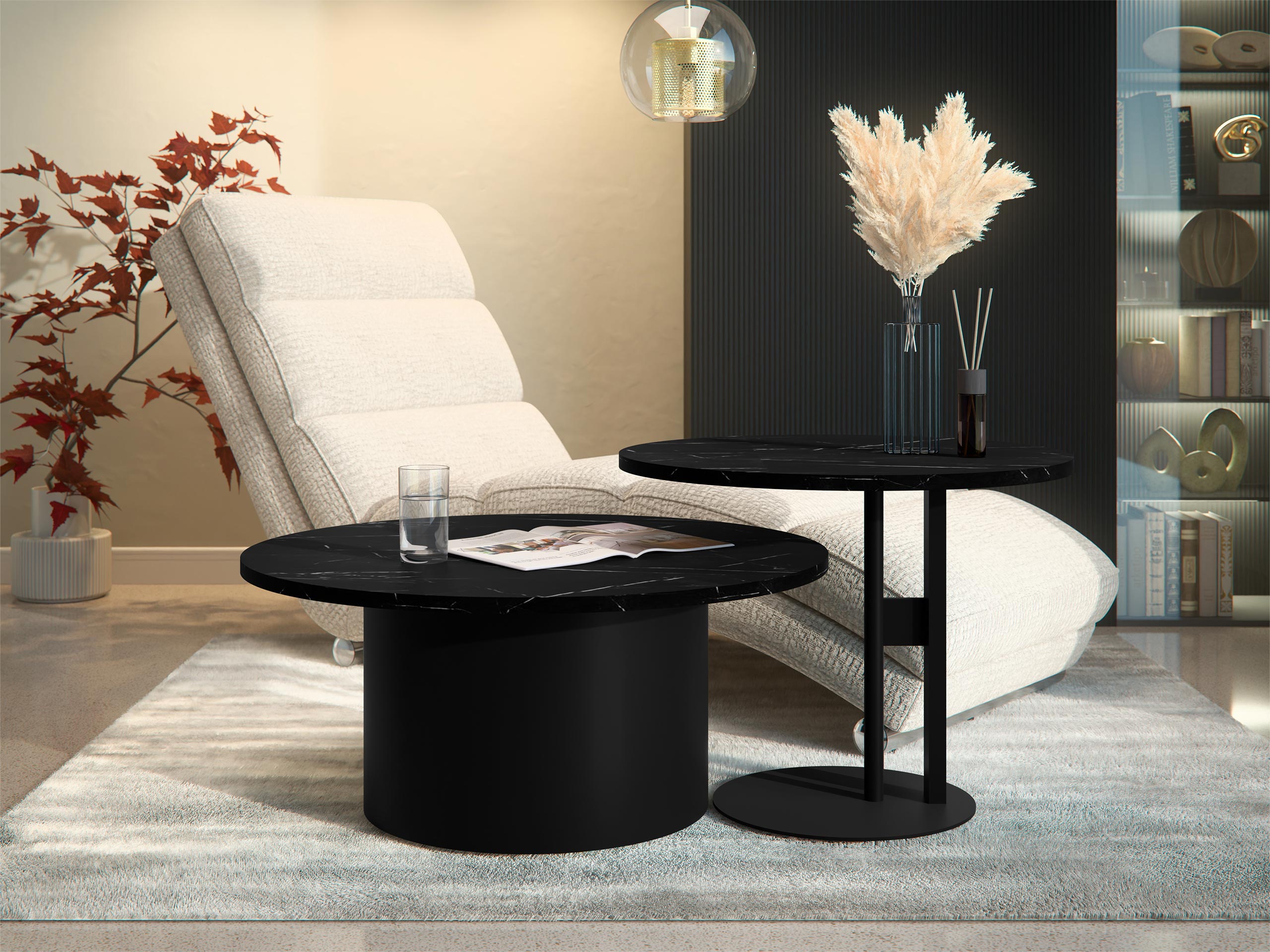 Set stolića za kavu Oswego 159 (Crni mramor)