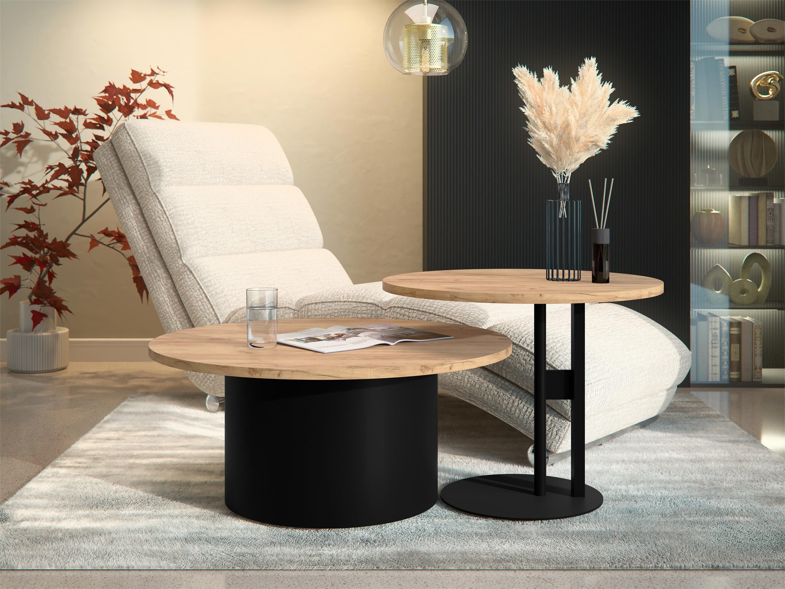 Set stolića za kavu Oswego 159 (Zlatni hrast Craft)