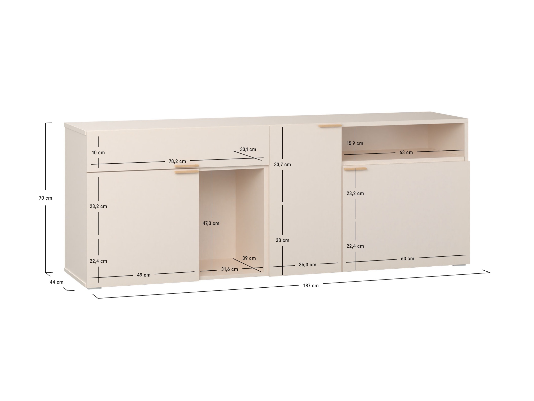 Komoda Veldalo 122 (Svijetli hrast)