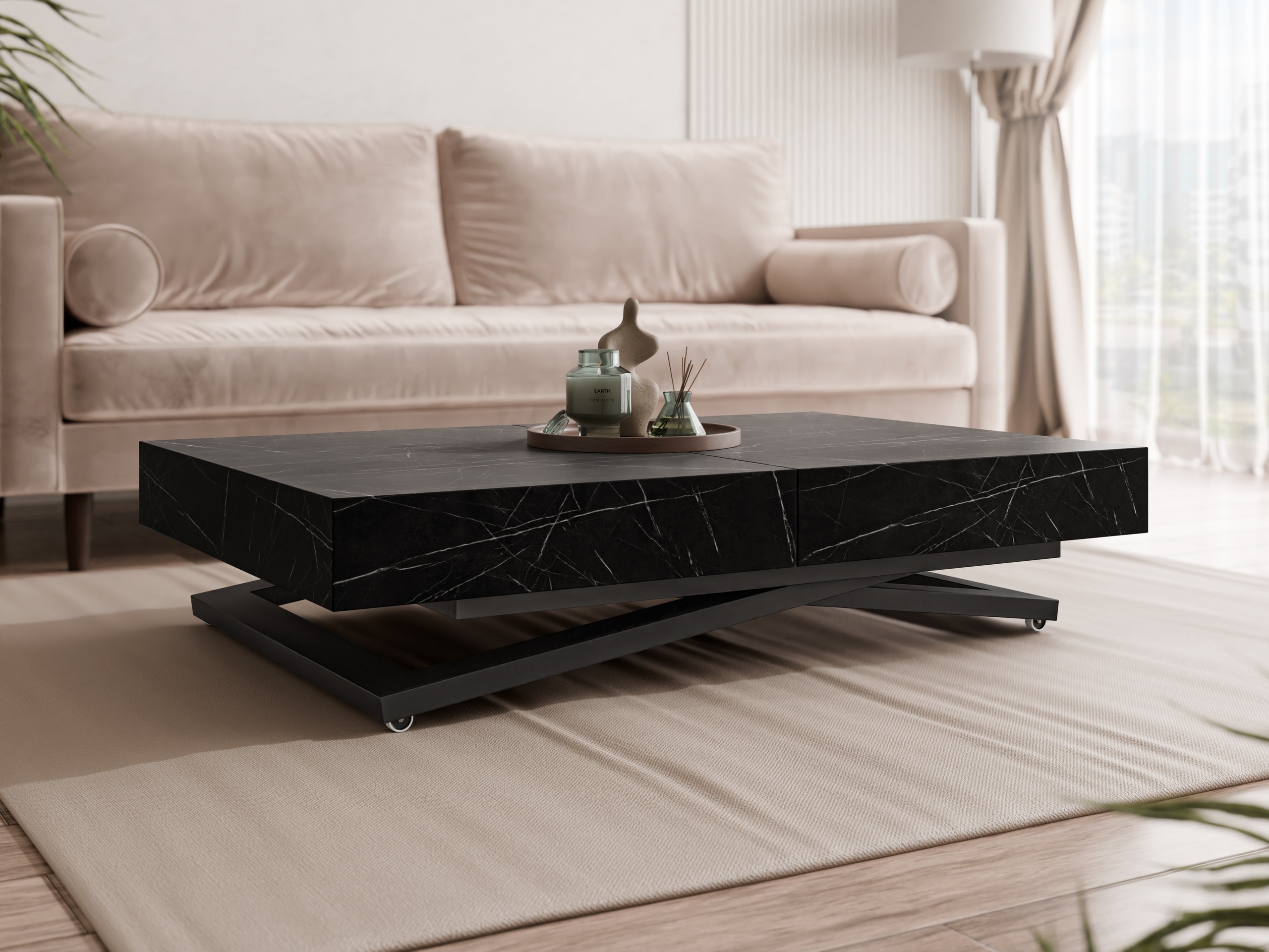 Transformirajući stolić za kavu Oswego 171 (Crni mramor)