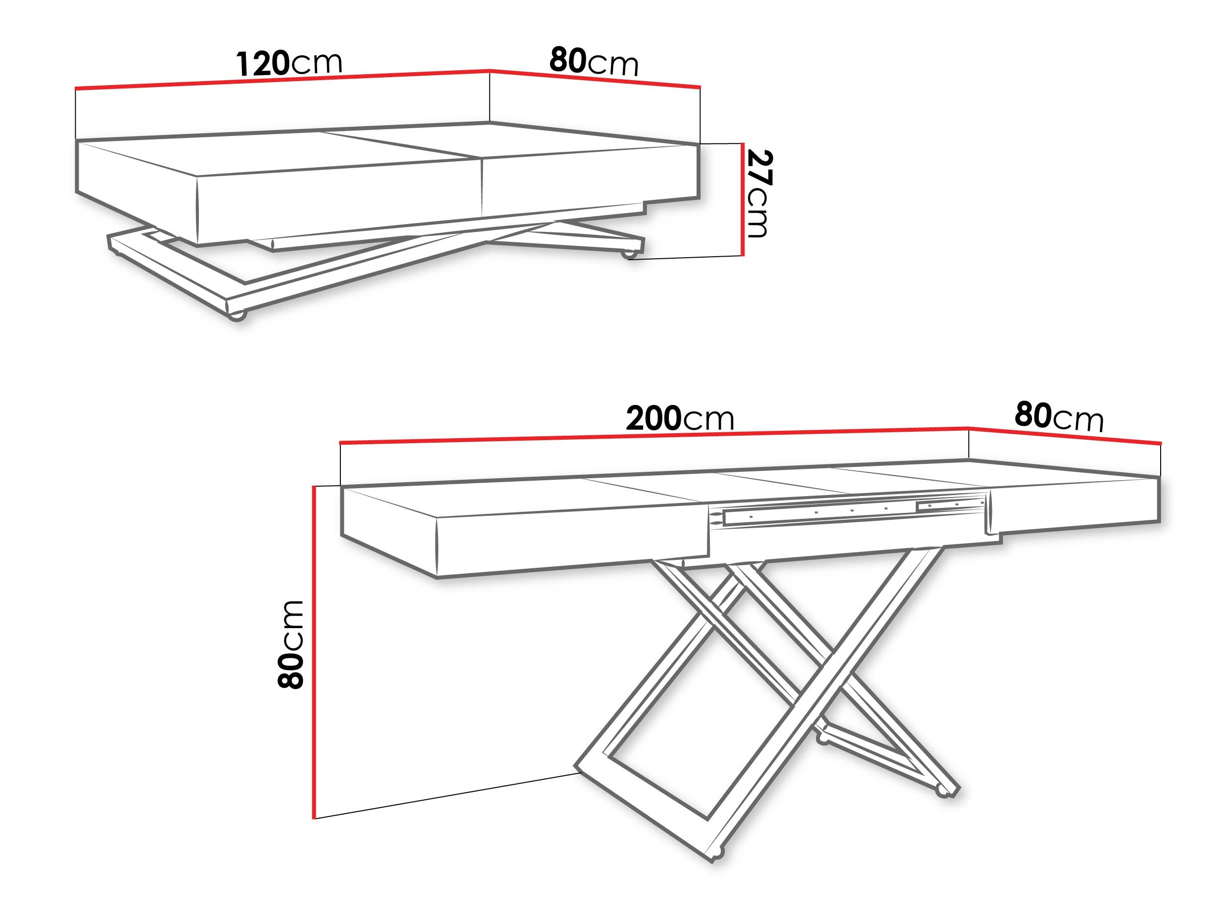 Transformirajući stolić za kavu Oswego 171 (Orah)