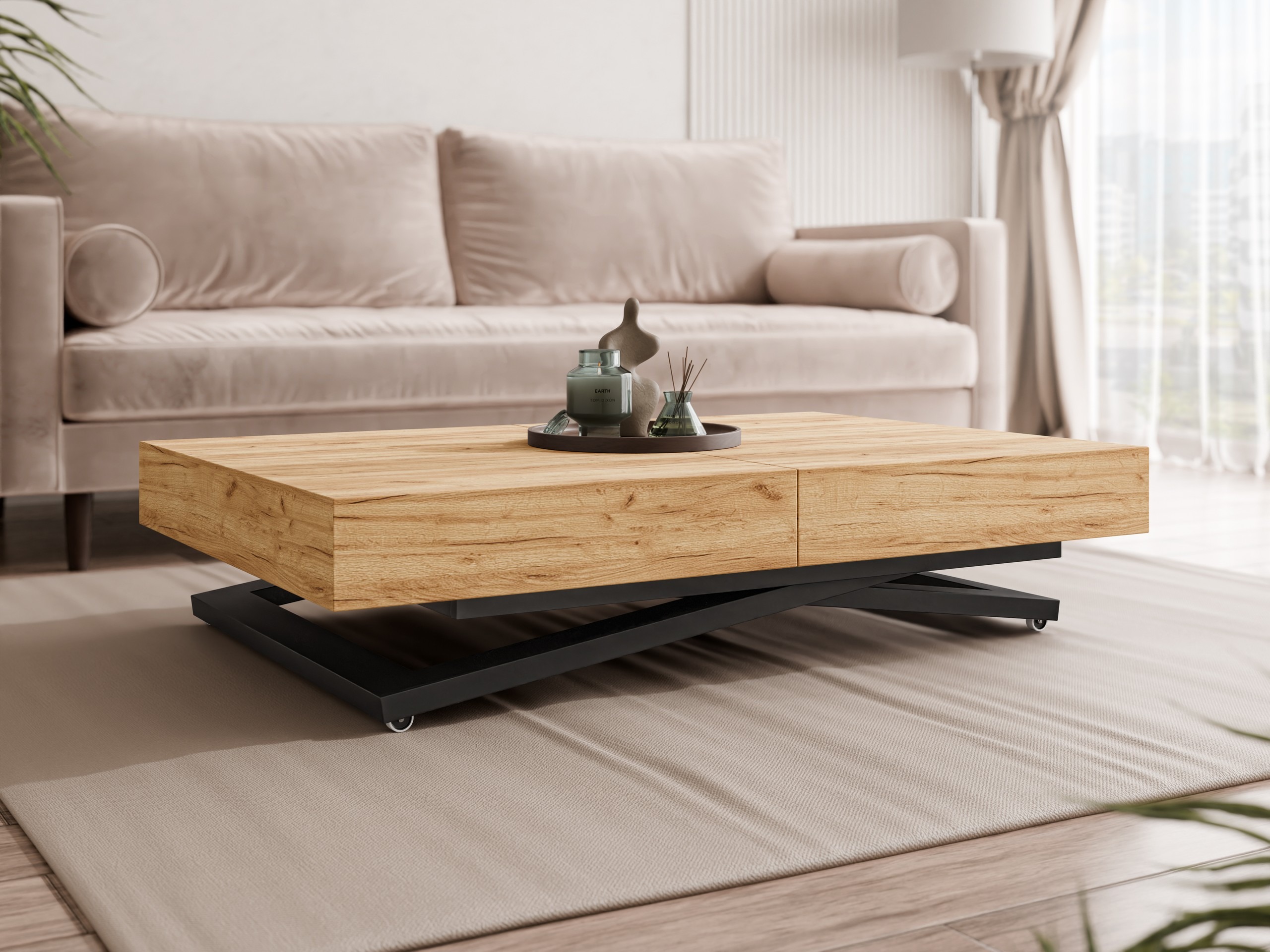 Transformirajući stolić za kavu Oswego 171 (Zlatni hrast Craft)