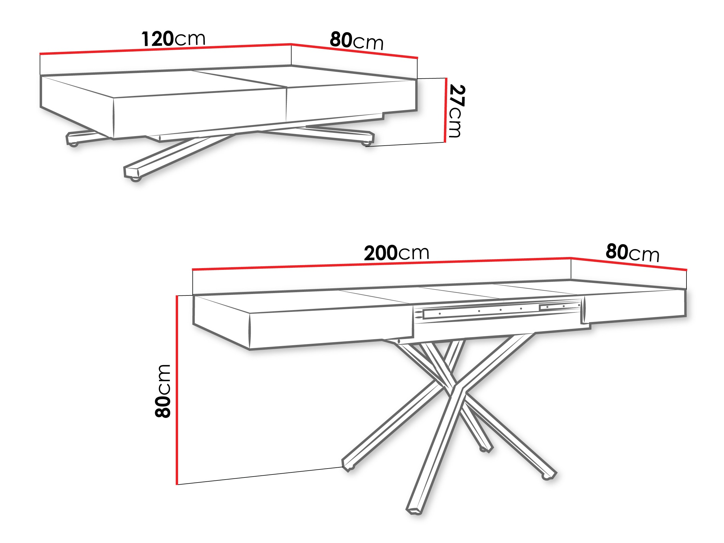 Transformirajući stolić za kavu Oswego 176 (Kašmir)