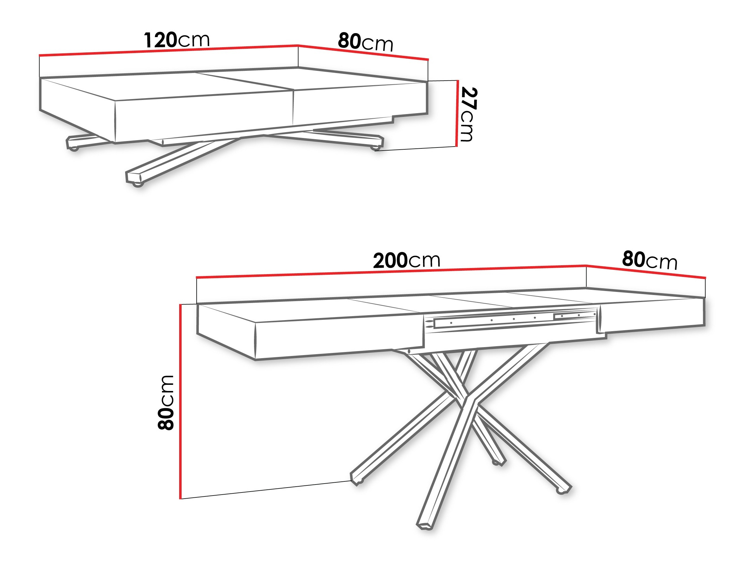 Transformirajući stolić za kavu Oswego 177 (Hrast)