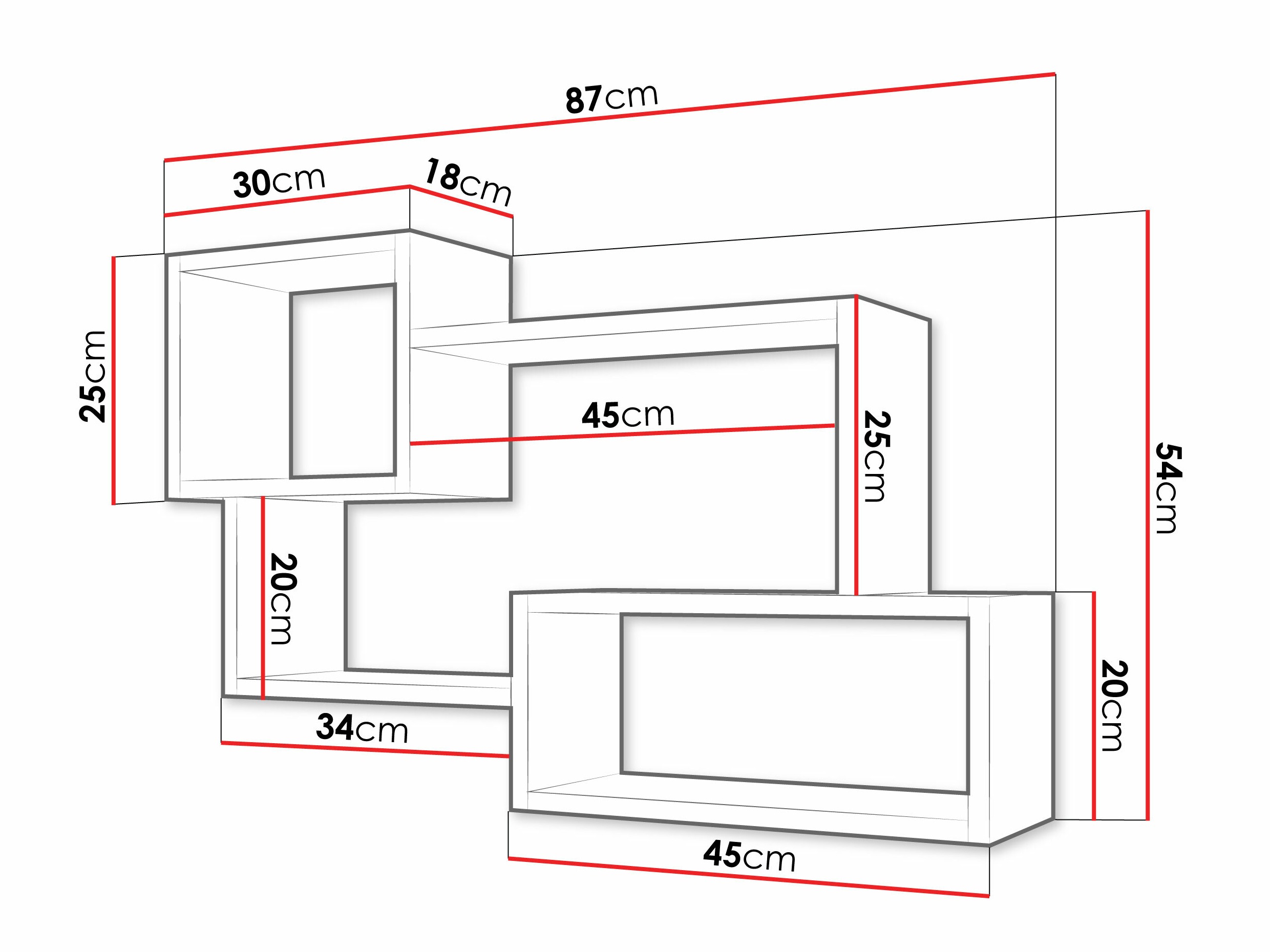 Zidna polica Lexicon II (Hrast Wotan + Bijela)