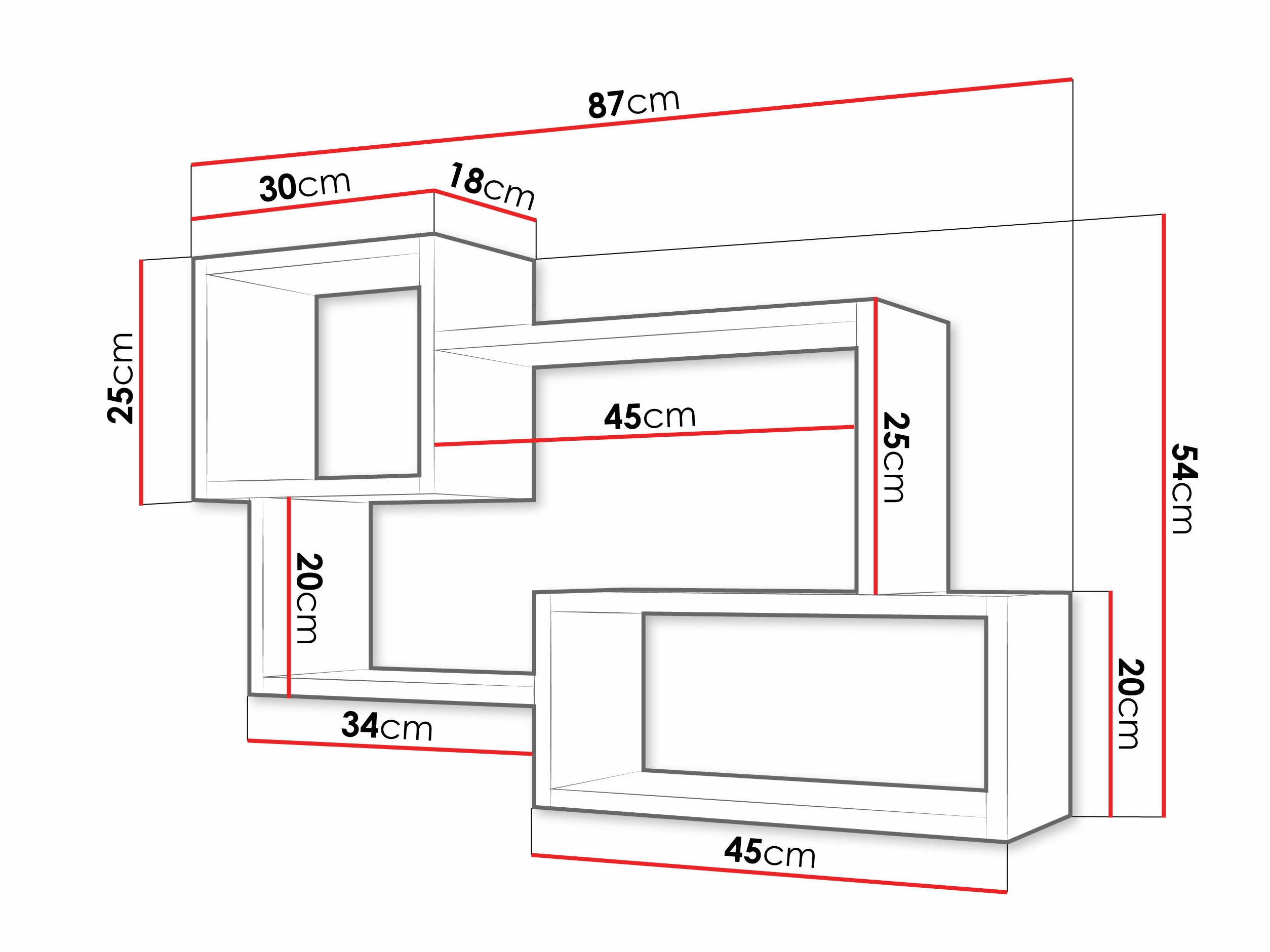 Zidna polica Sarasota 106 (Boja betona + Bijela)