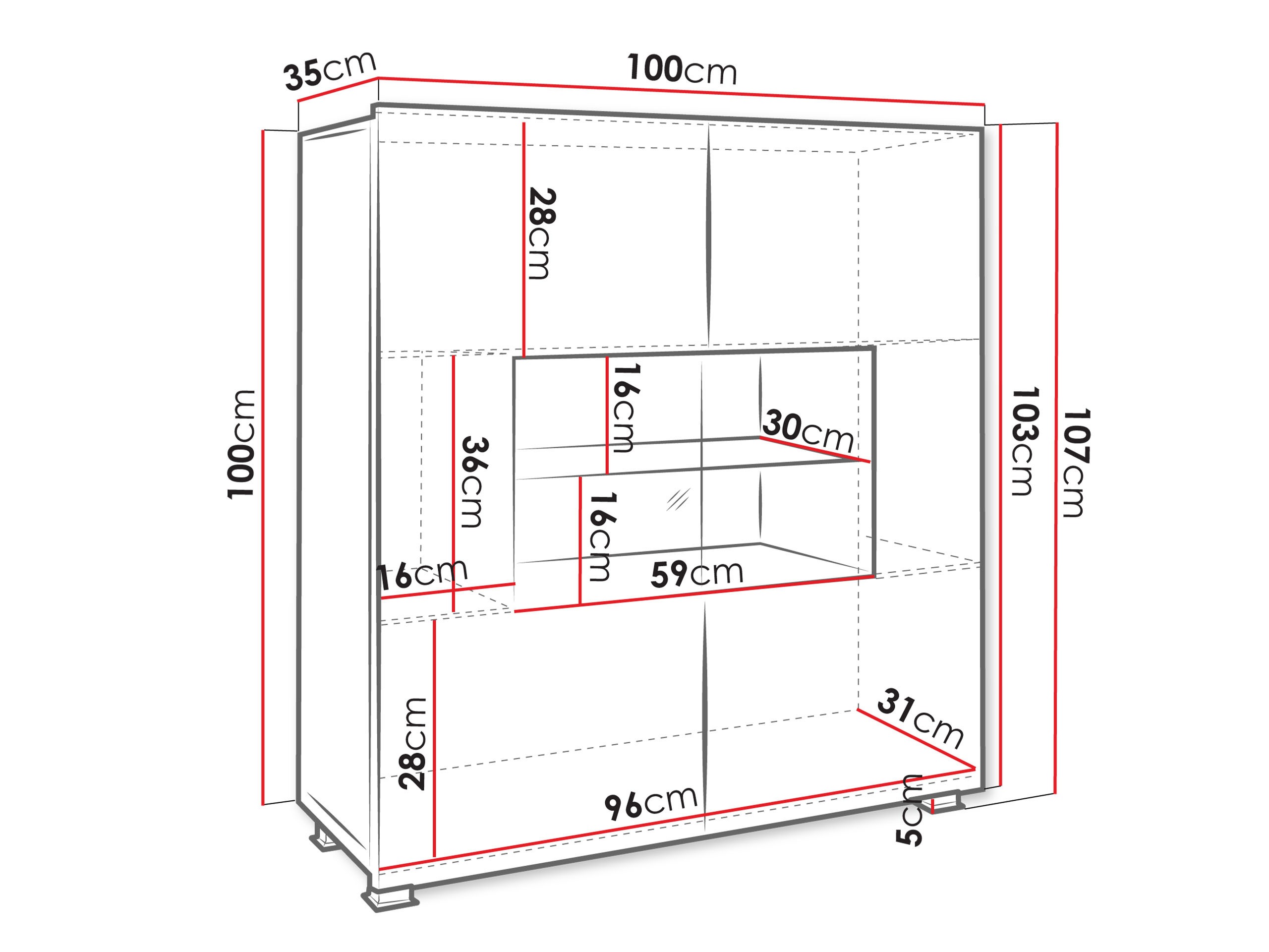 Ormarić Remus (Crna + Sjajno crna)