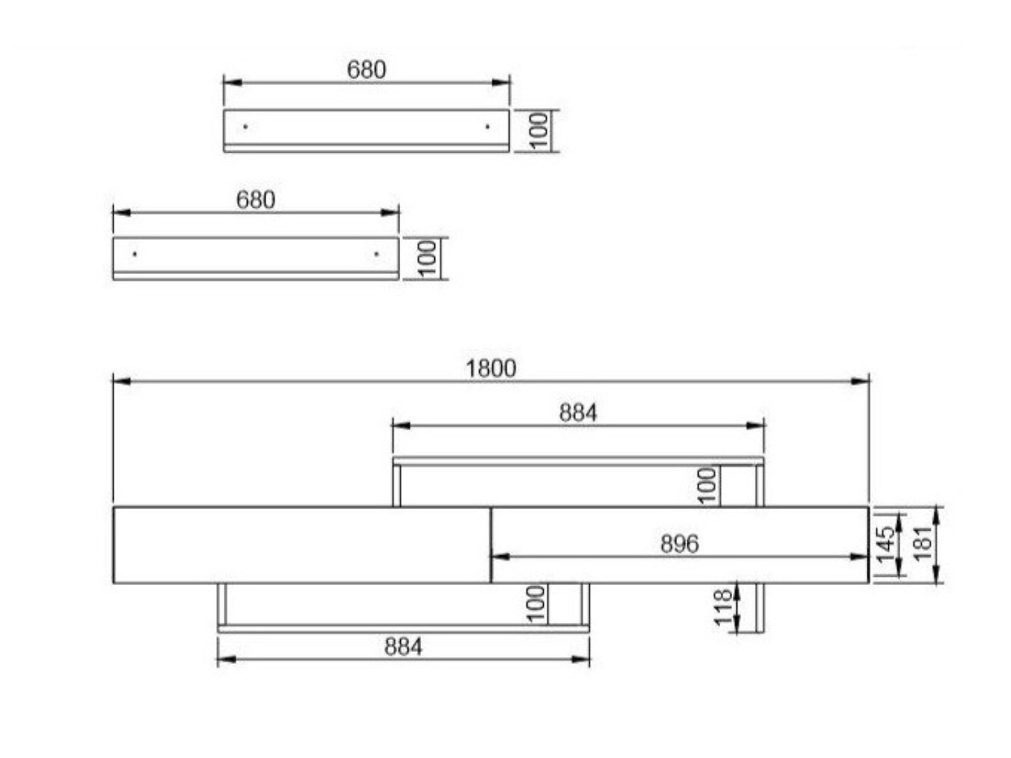 TV stol Kailua 998 (Tikovina + Bijela)