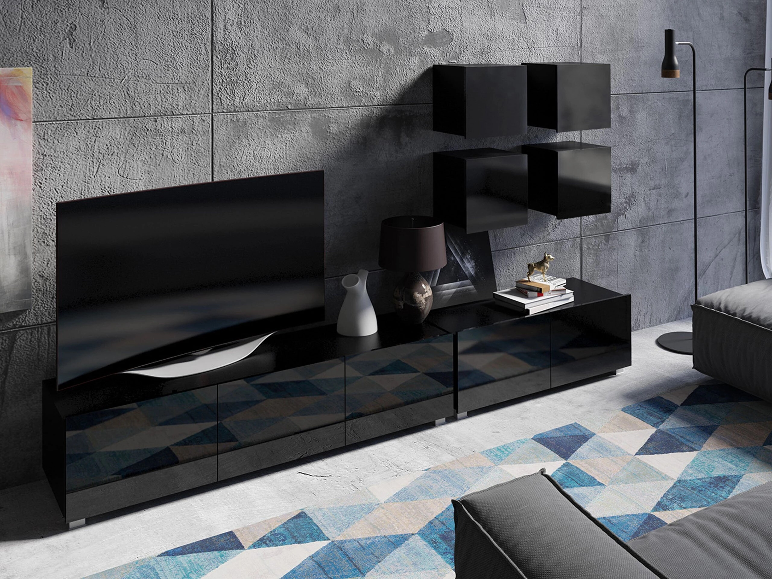 TV stol Remus I (Crna + Sjajno crna)